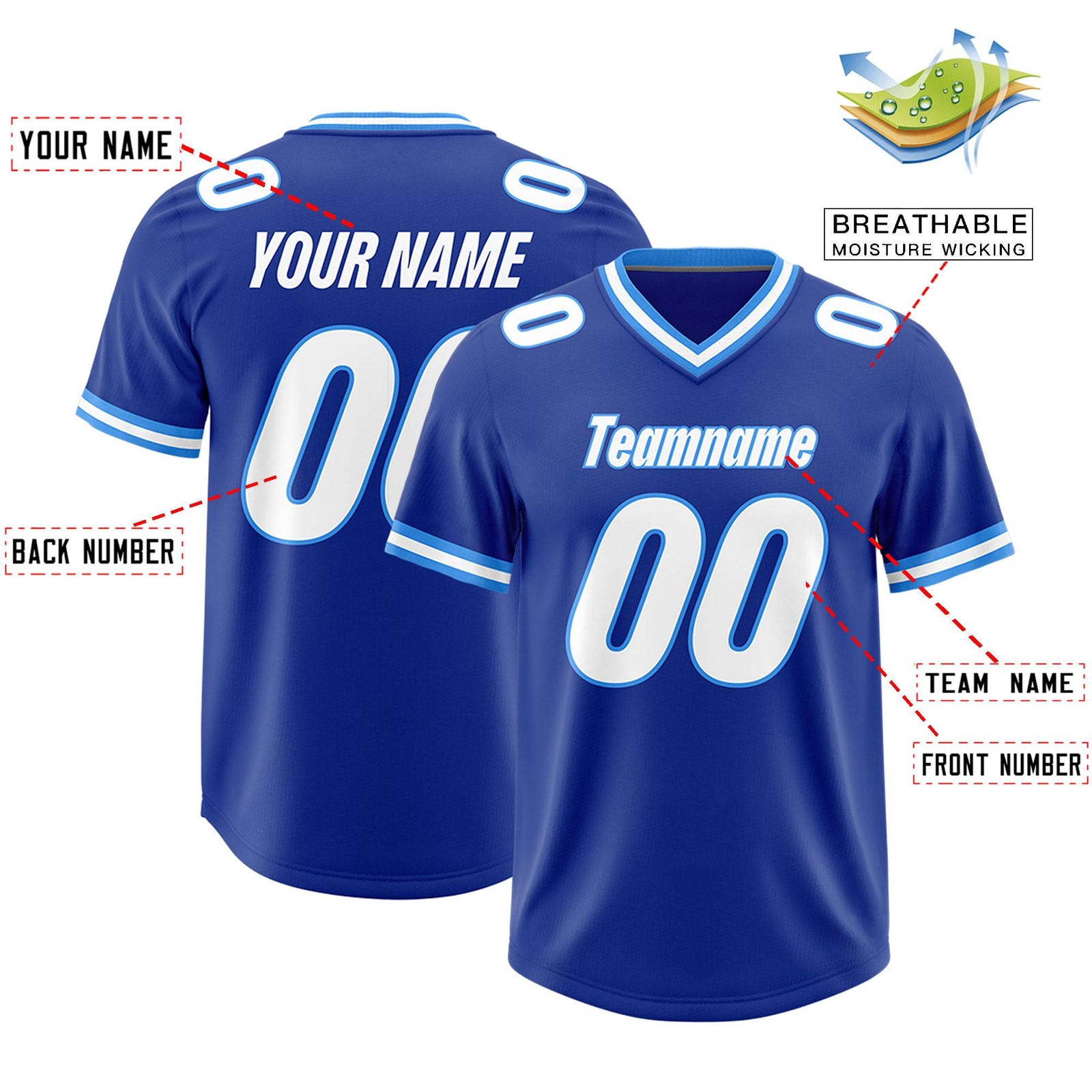 Custom Royal Classic Style American Football Jerseys