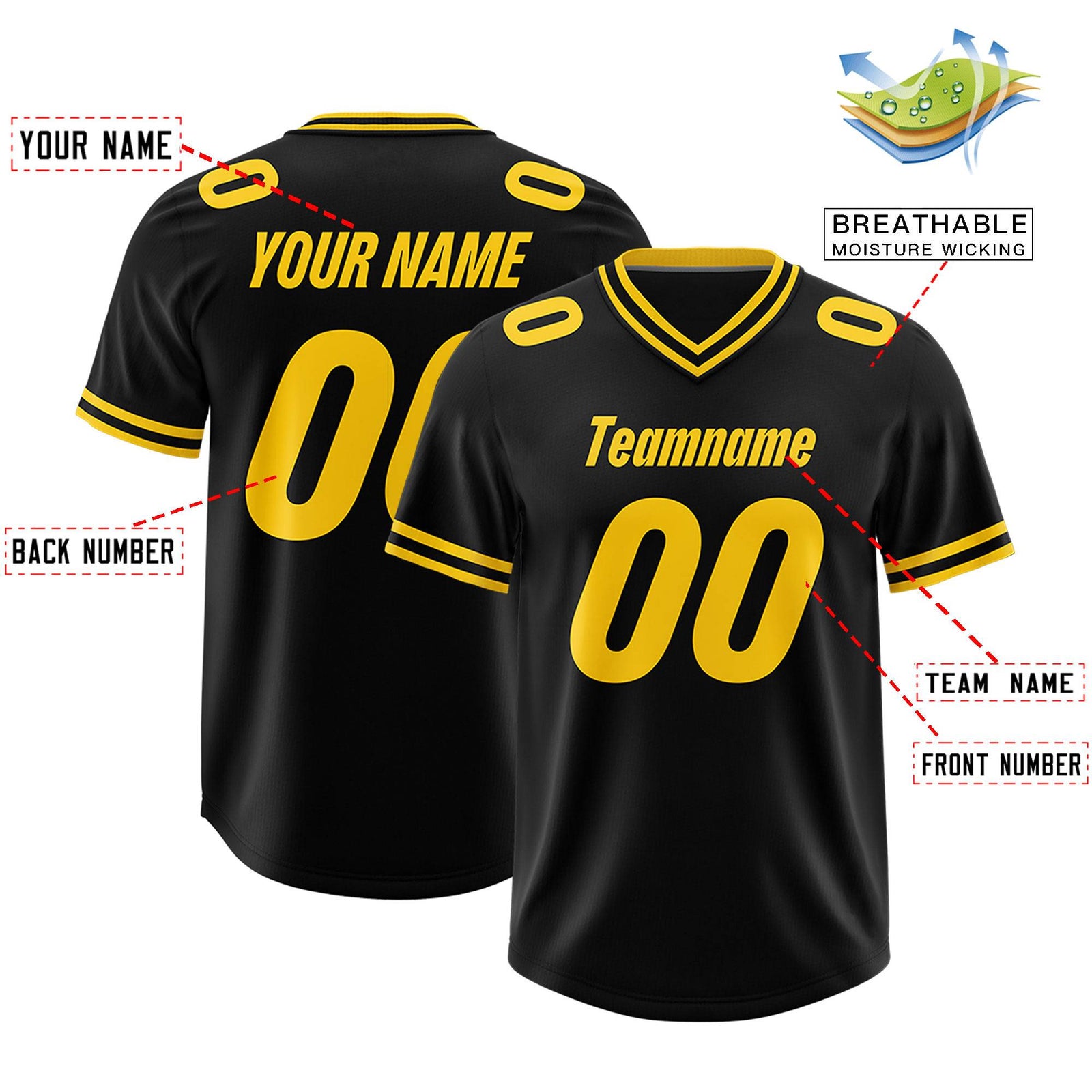 Custom Black Classic Style American Football Jerseys