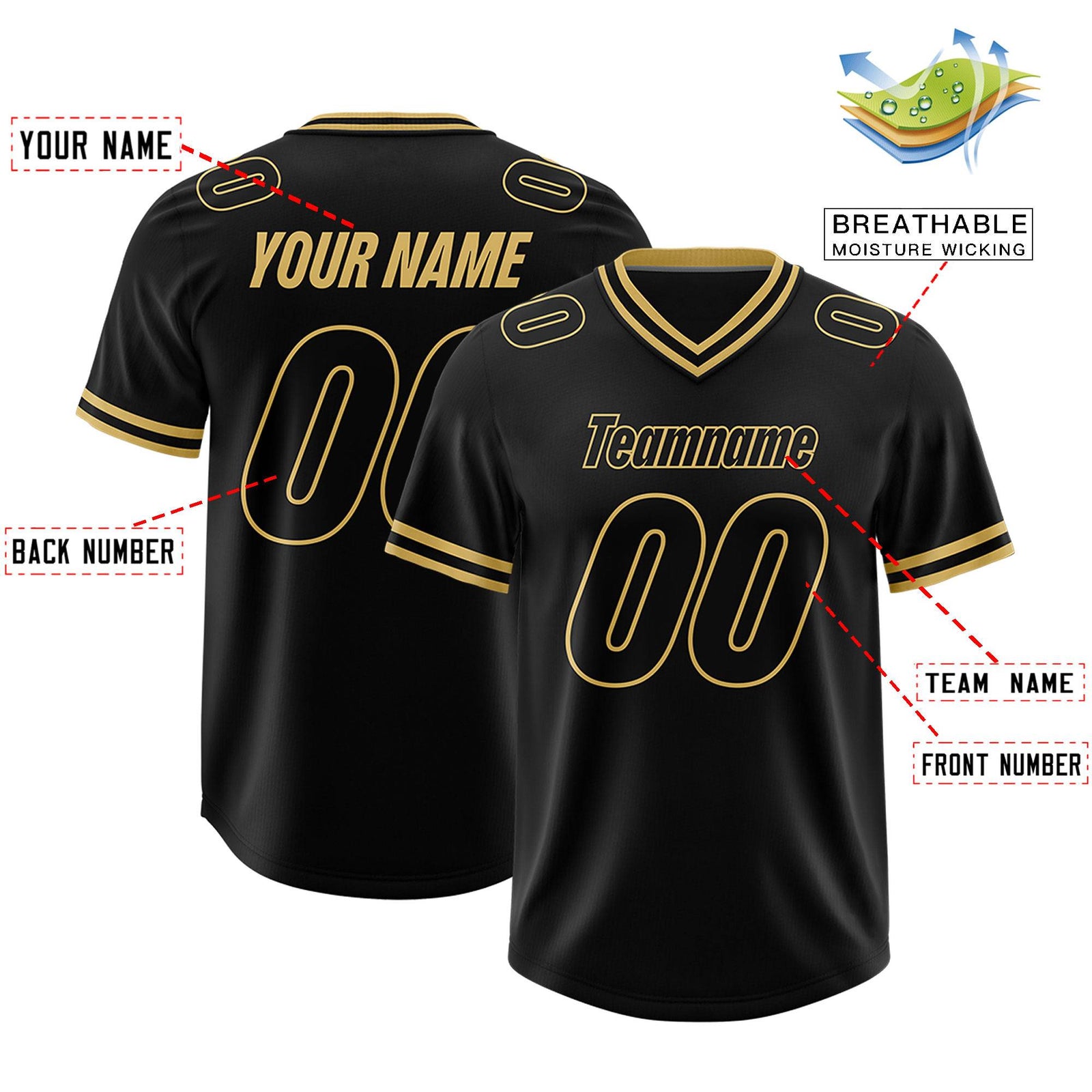 Custom Black Classic Style American Football Jerseys
