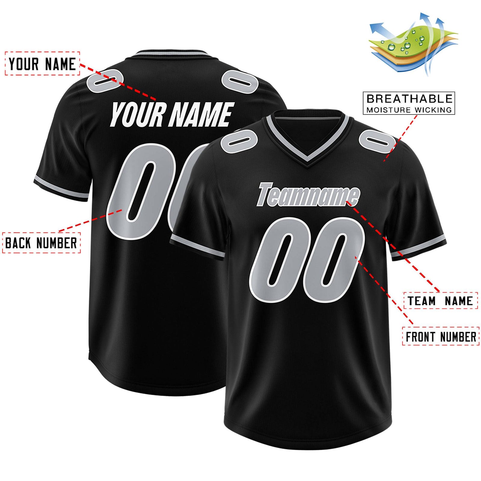 Custom Black Classic Style American Football Jerseys