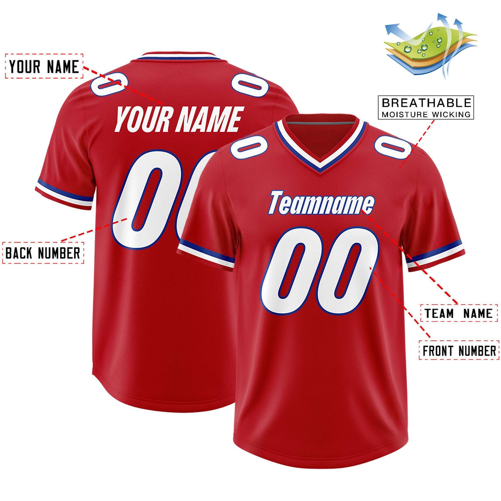 Custom Red Classic Style American Football Jerseys