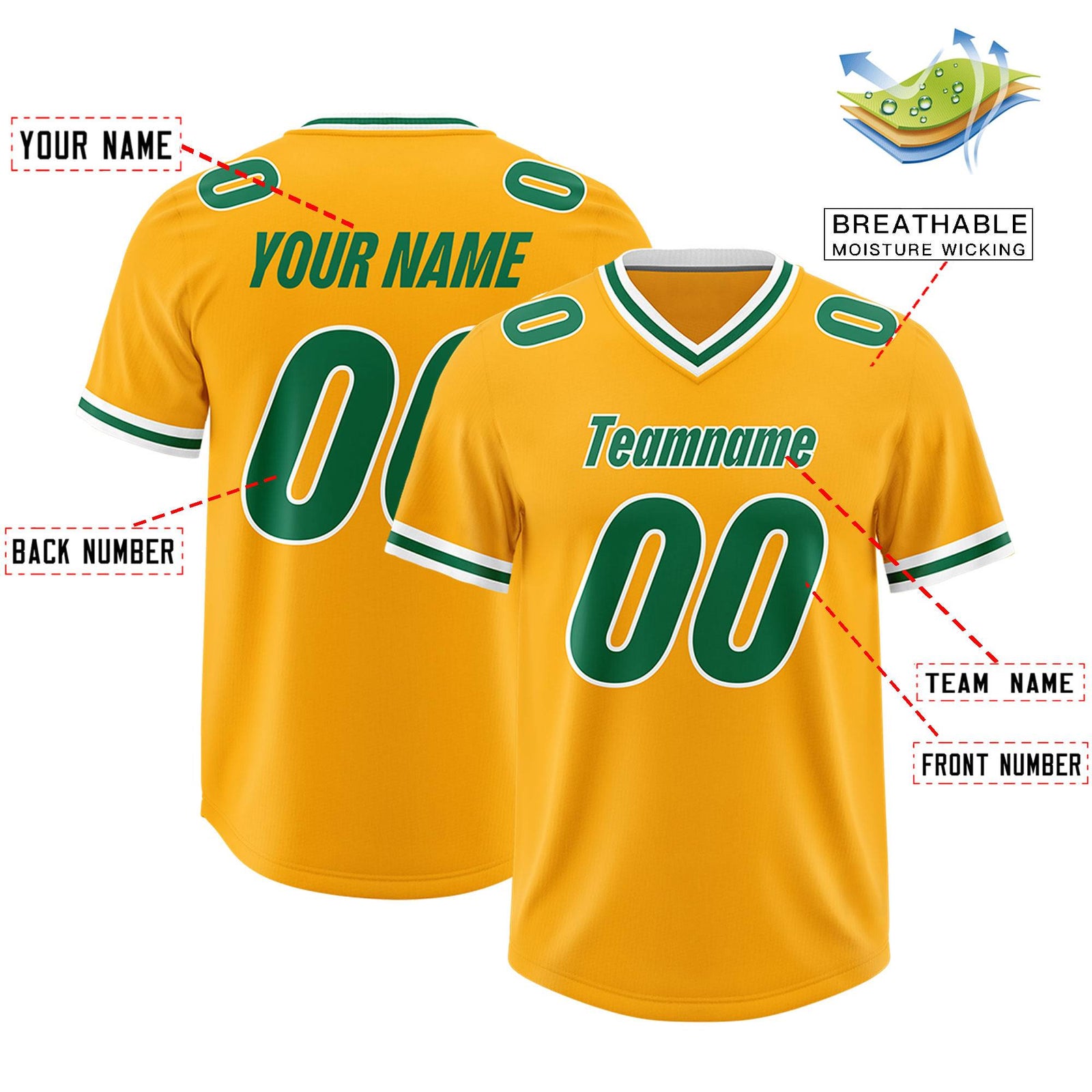 Custom Yellow Classic Style American Football Jerseys