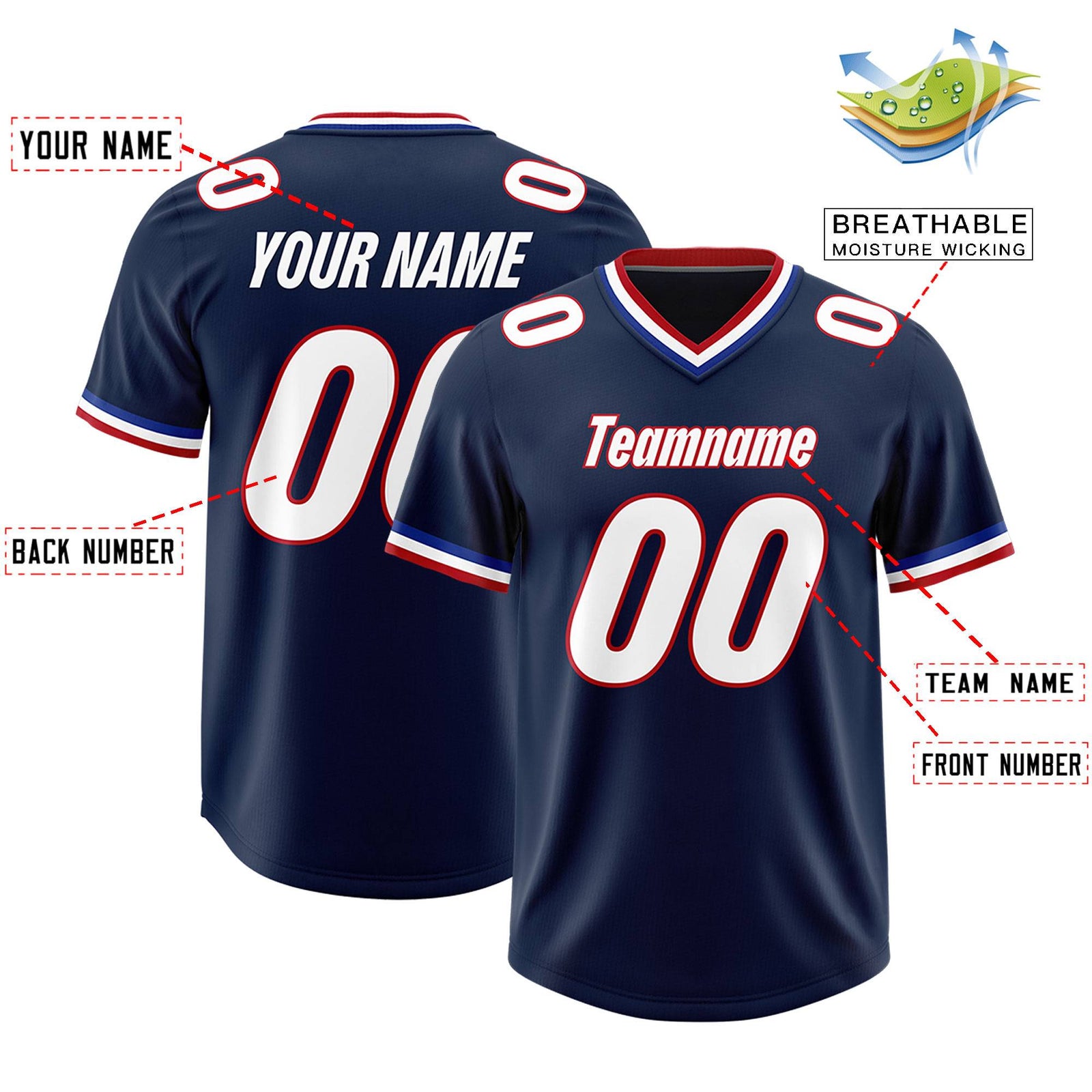 Custom Navy Classic Style American Football Jerseys
