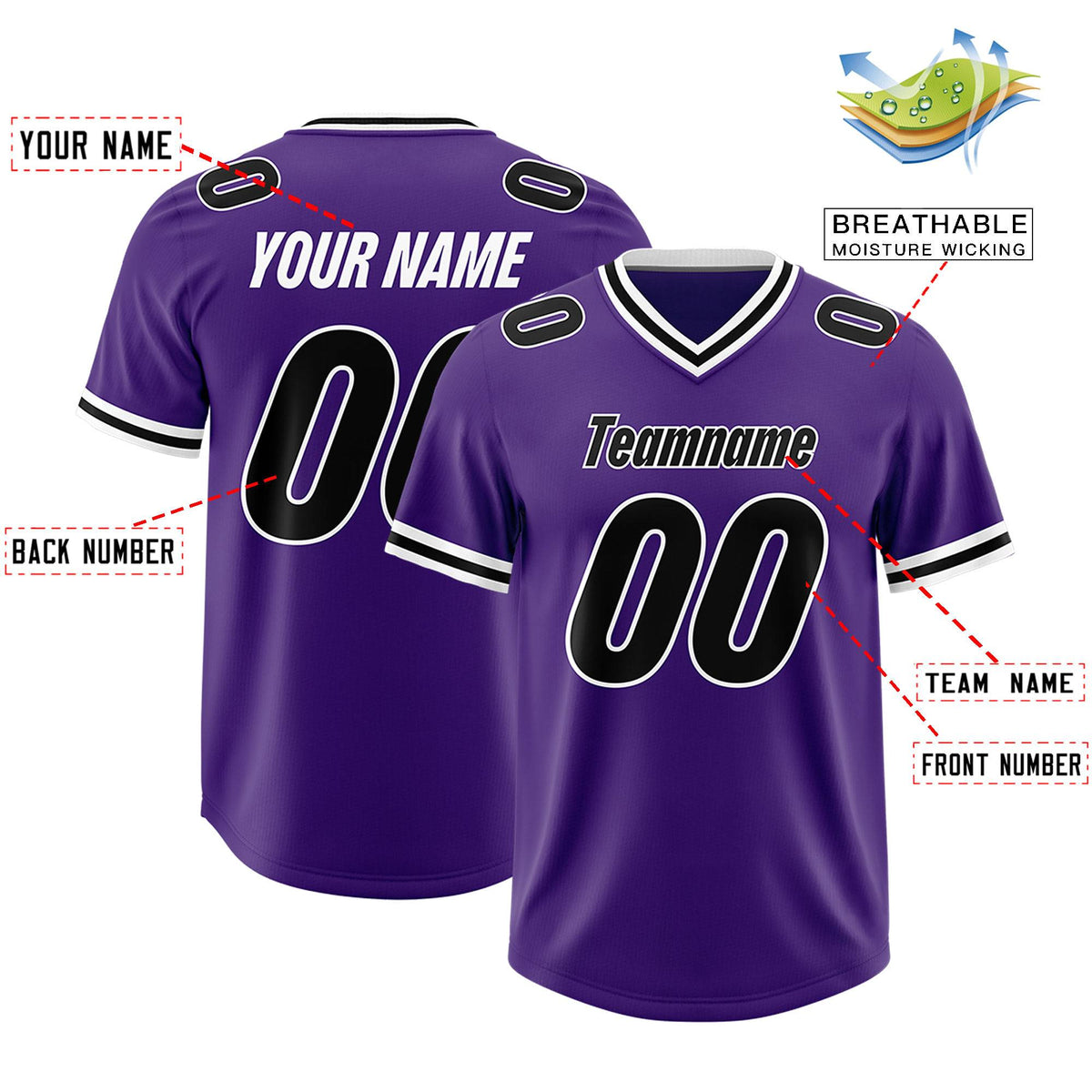 Custom Purple Classic Style American Football Jerseys