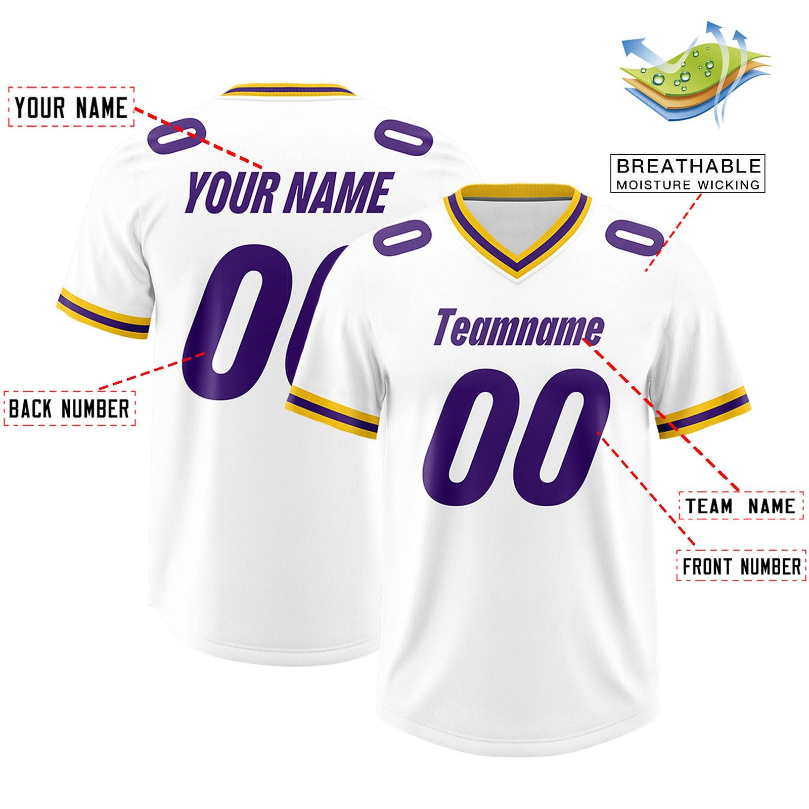 Custom White Classic Style American Football Jerseys