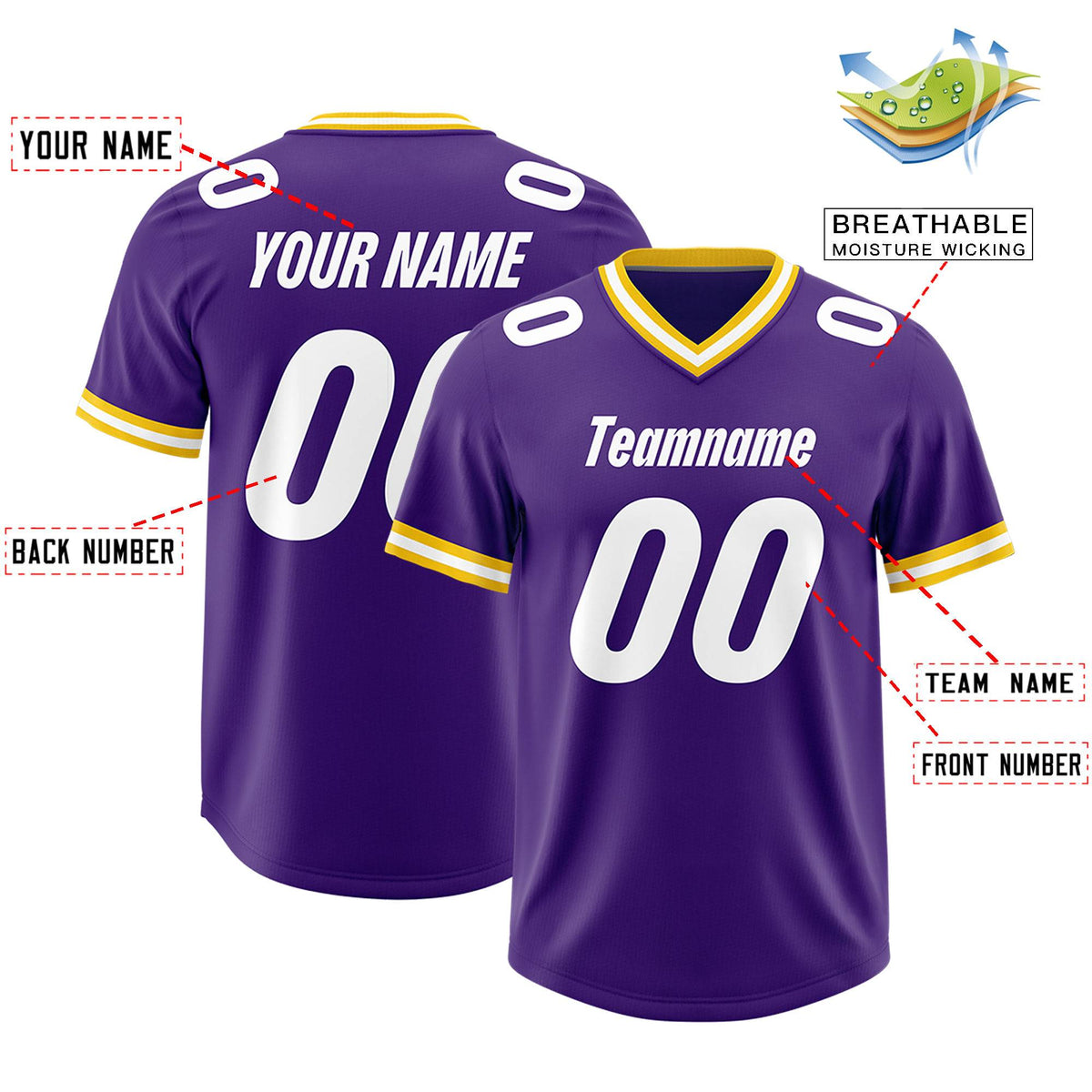 Custom Purple Classic Style American Football Jerseys