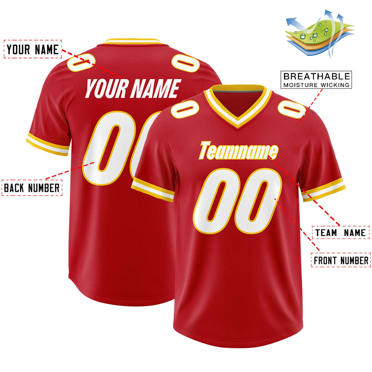 Custom Red Classic Style American Football Jerseys