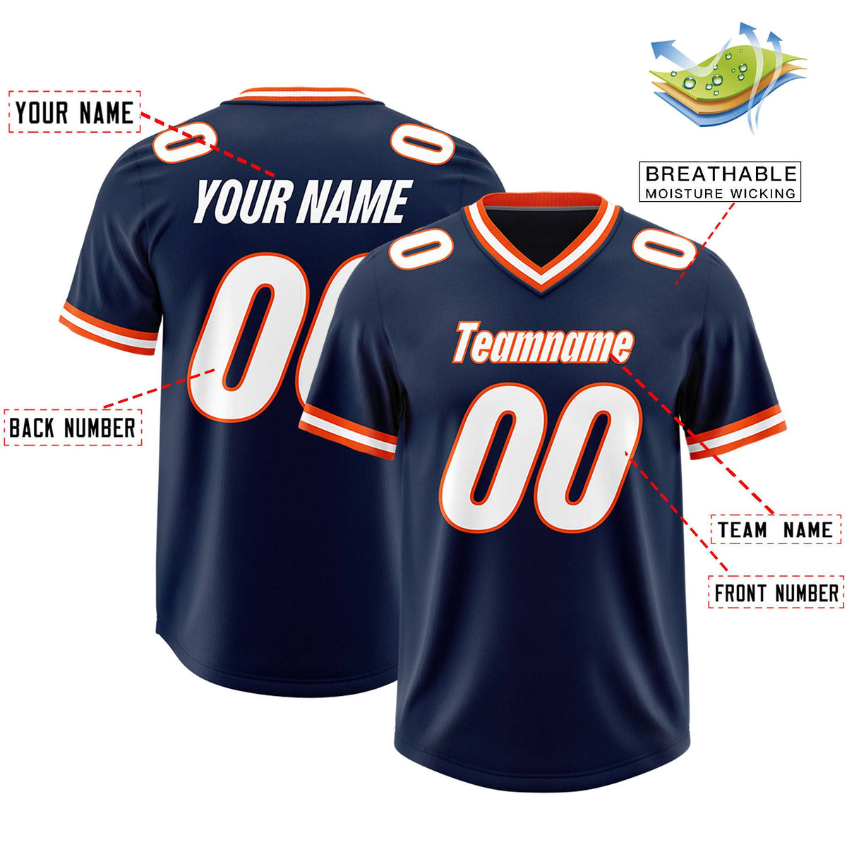 Custom Navy Classic Style American Football Jerseys