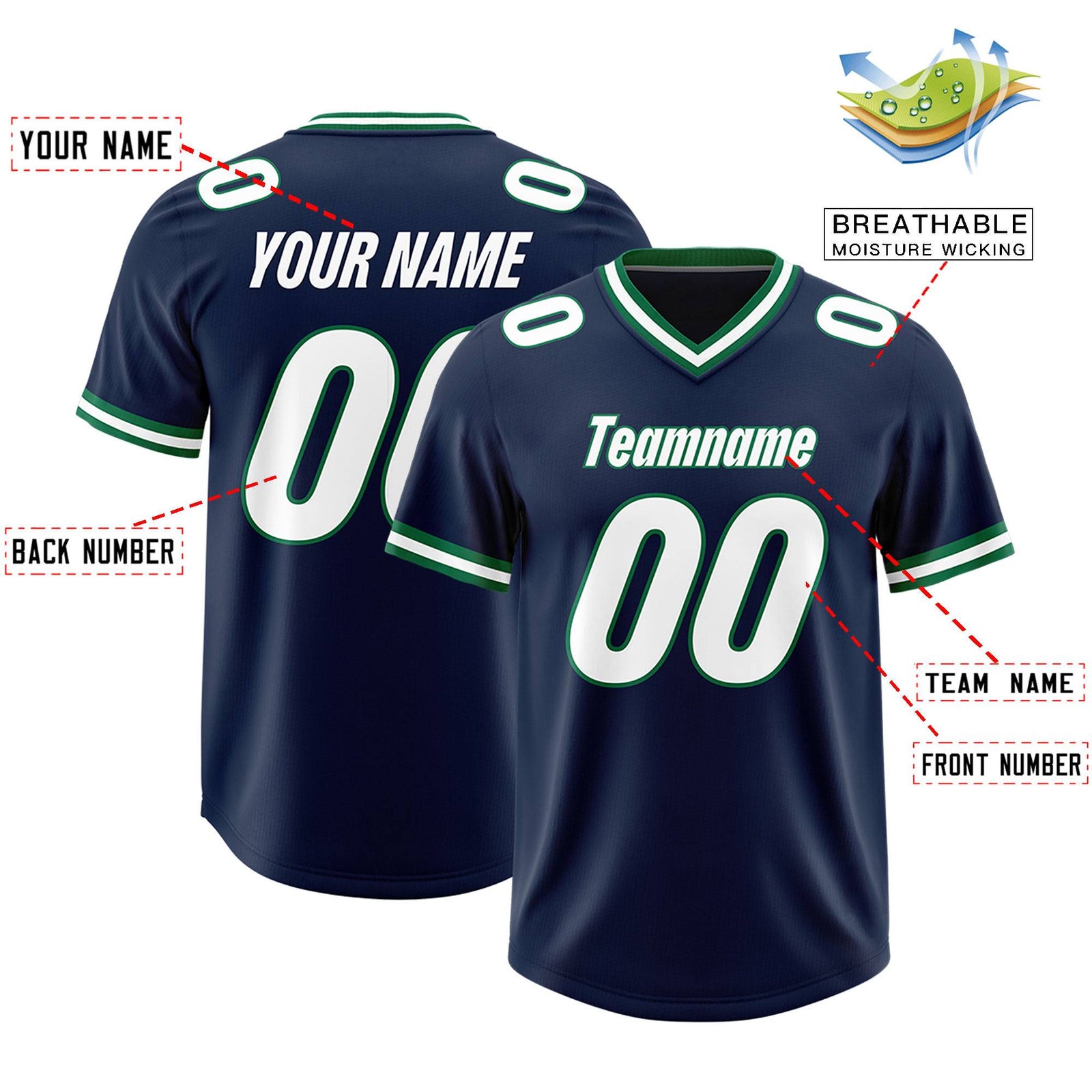 Custom Navy Classic Style American Football Jerseys