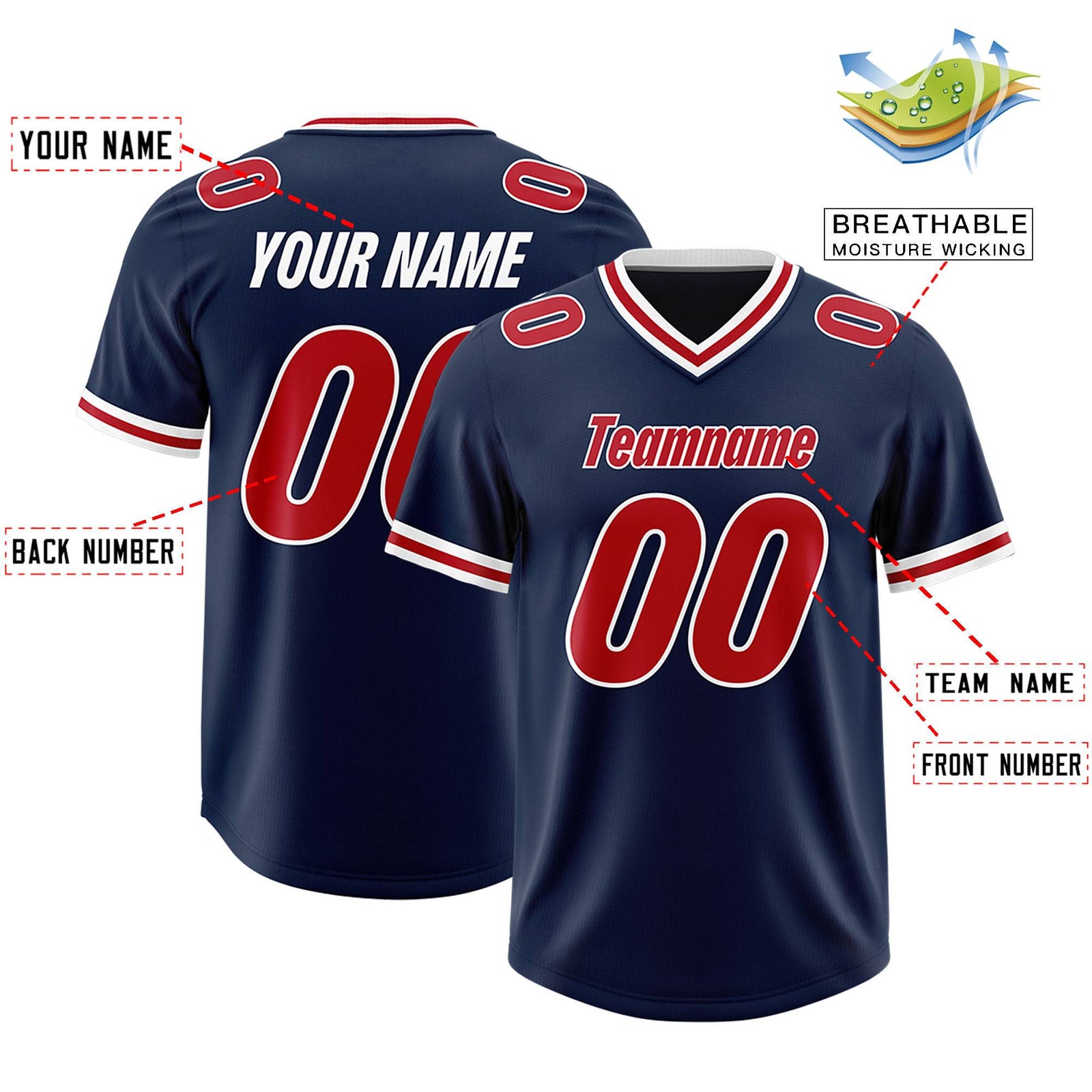 Custom Navy Classic Style American Football Jerseys