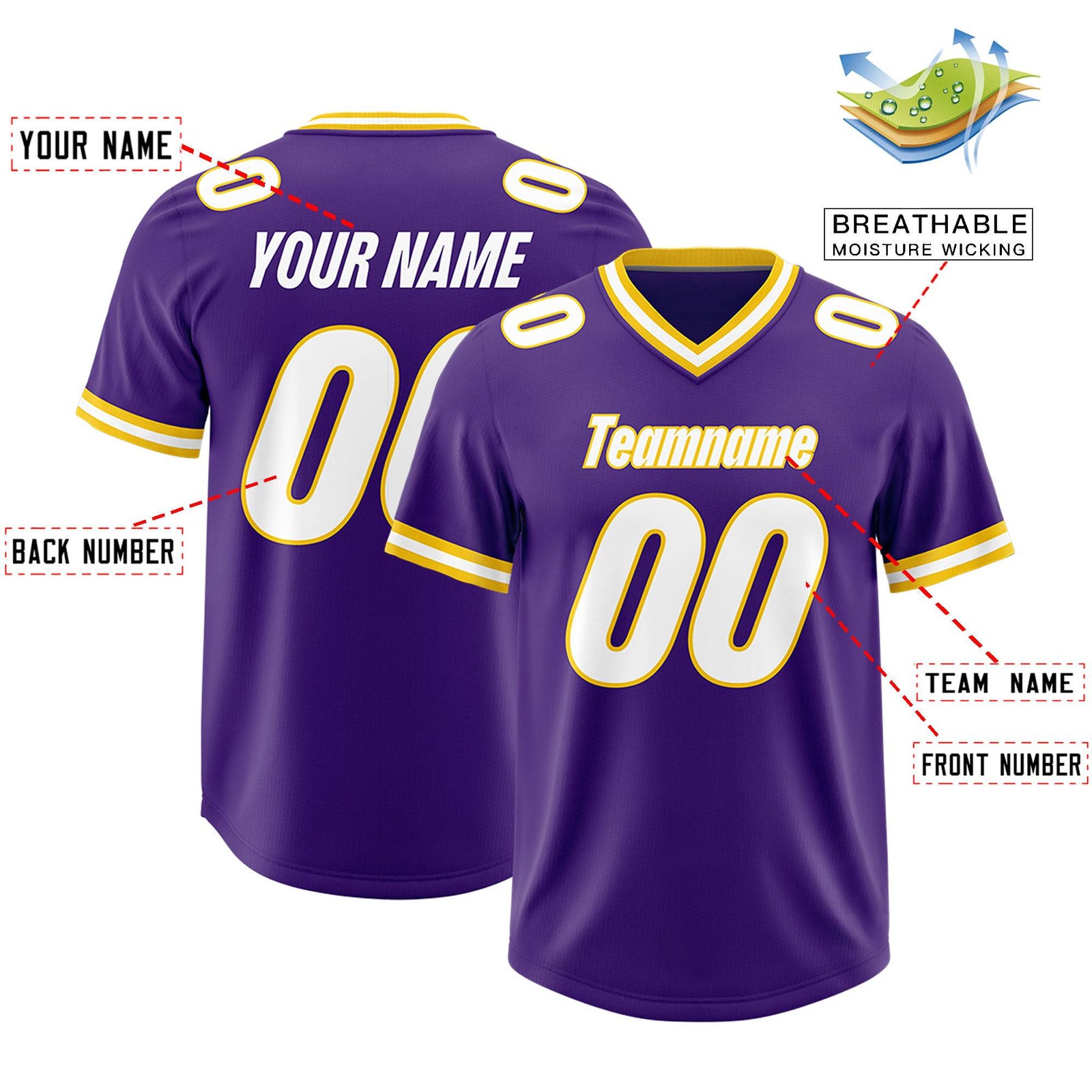 Custom Purple Classic Style American Football Jerseys