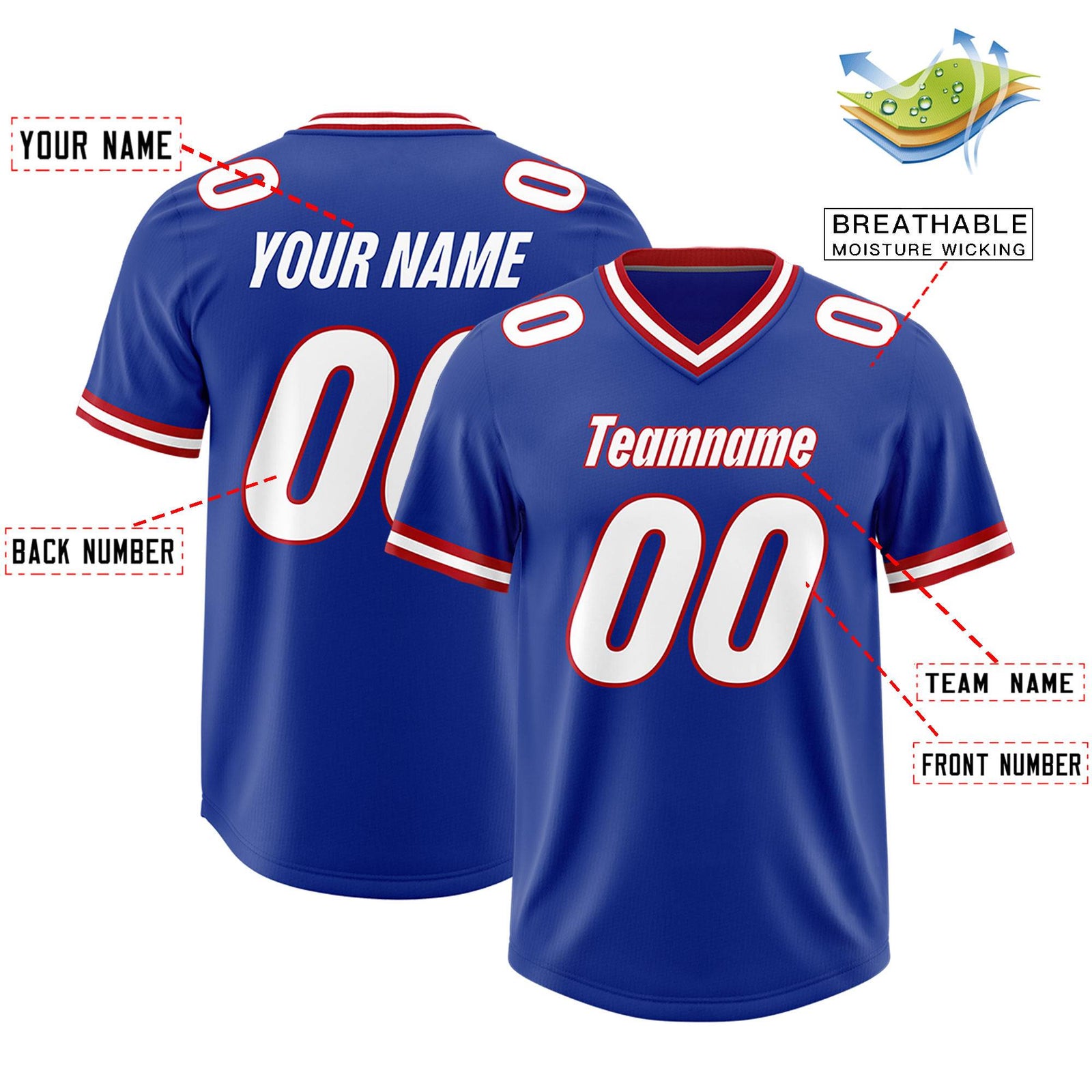 Custom Royal Classic Style American Football Jerseys