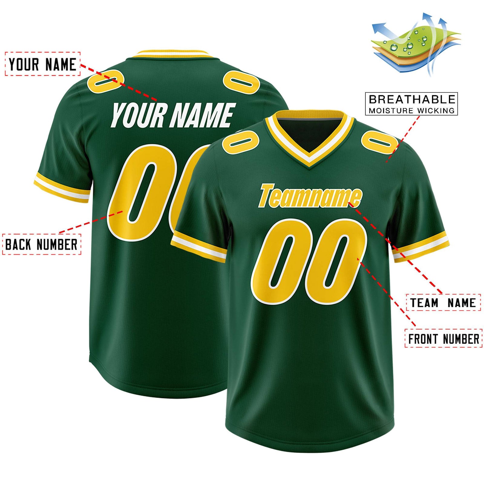 Custom Green Classic Style American Football Jerseys