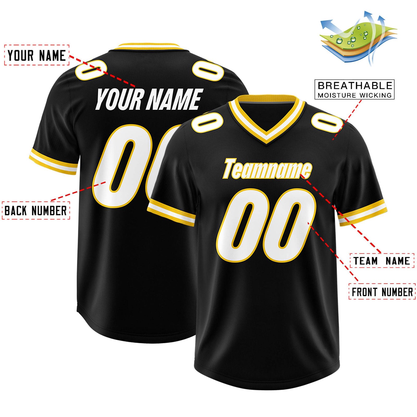 Custom Black Classic Style American Football Jerseys