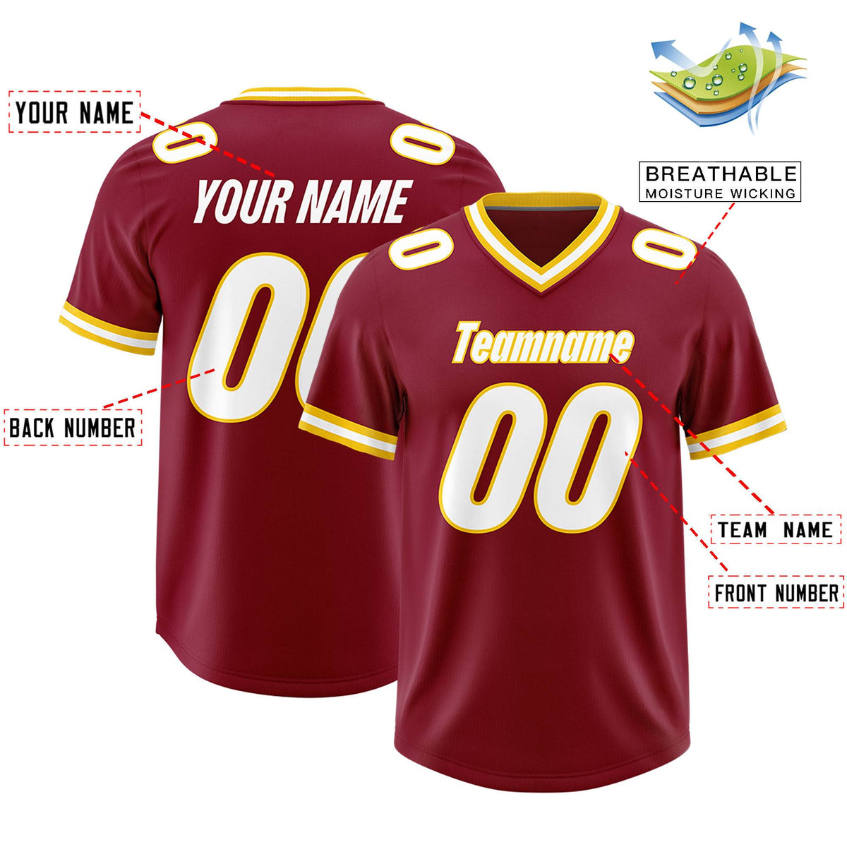 Custom Crimson Classic Style American Football Jerseys