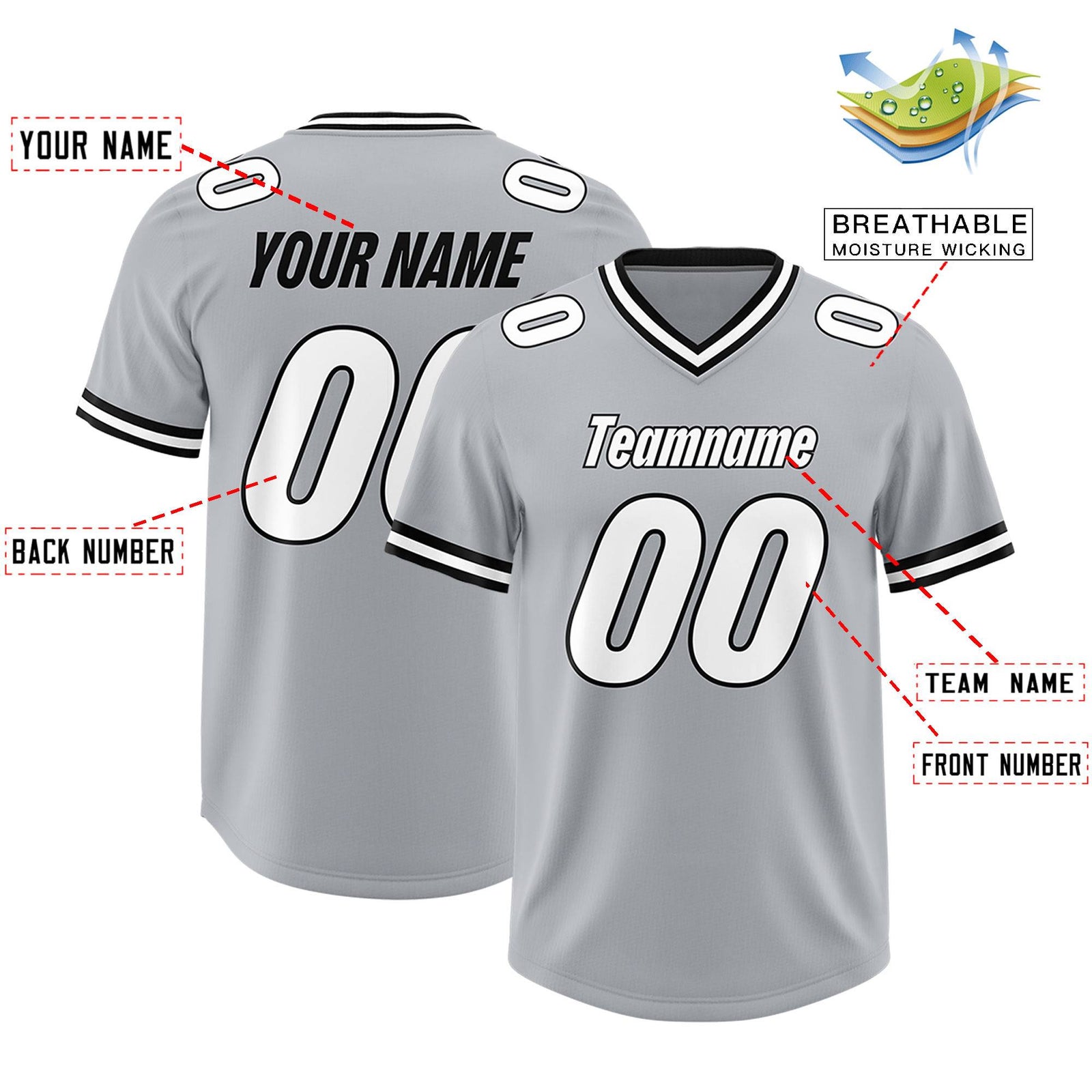 Custom Silver Classic Style American Football Jerseys