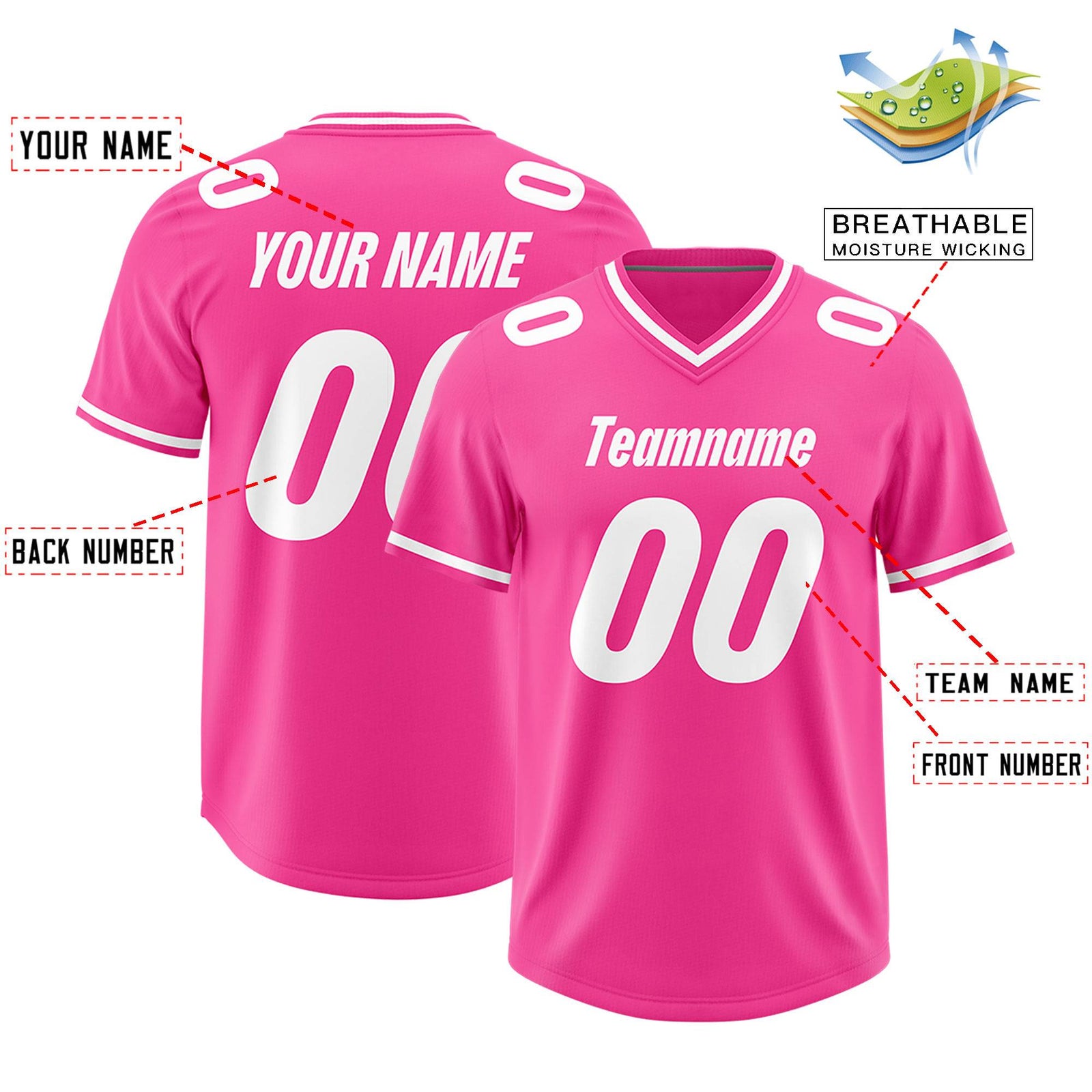 Custom Pink Classic Style American Football Jerseys