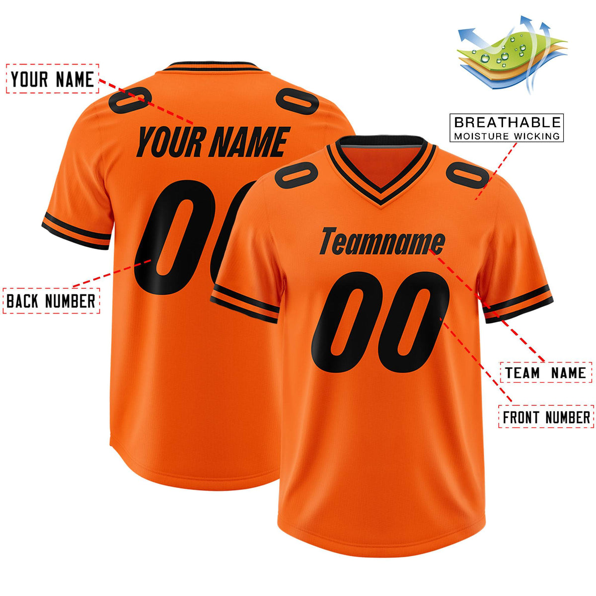 Custom Orange Classic Style American Football Jerseys