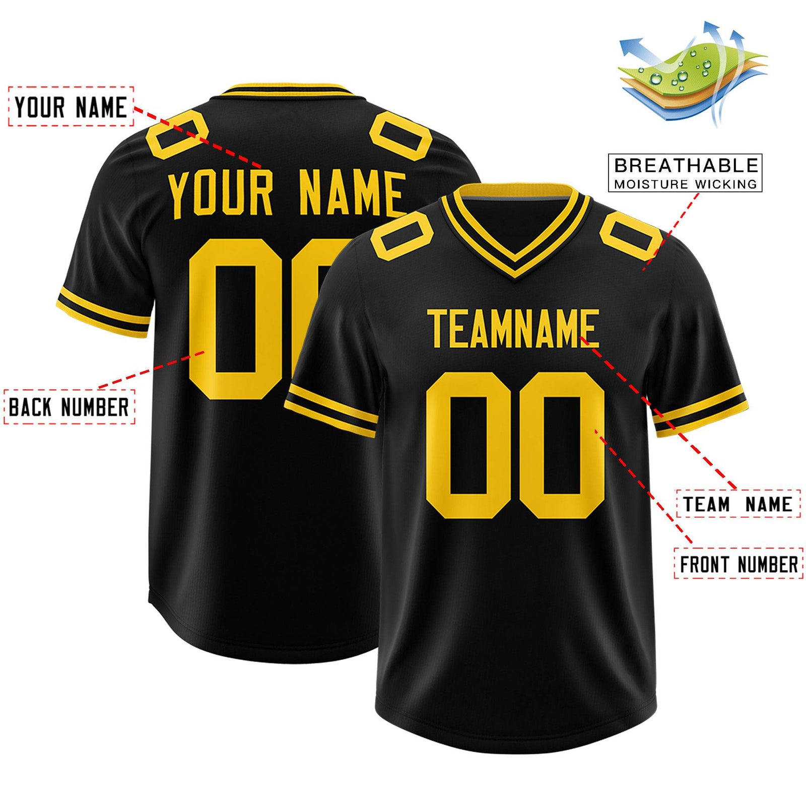 Custom Black Classic Style American Football Jerseys