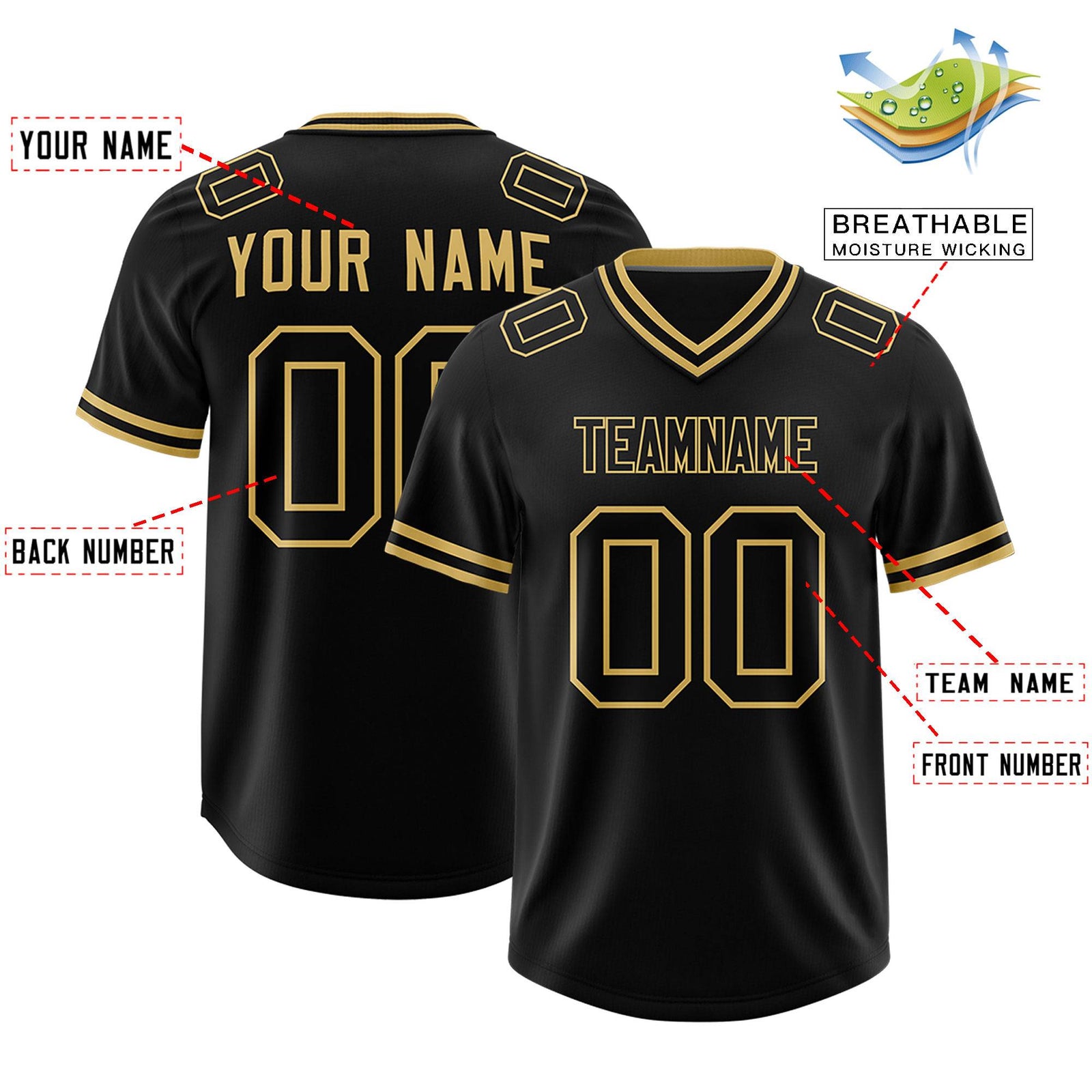 Custom Black Classic Style American Football Jerseys