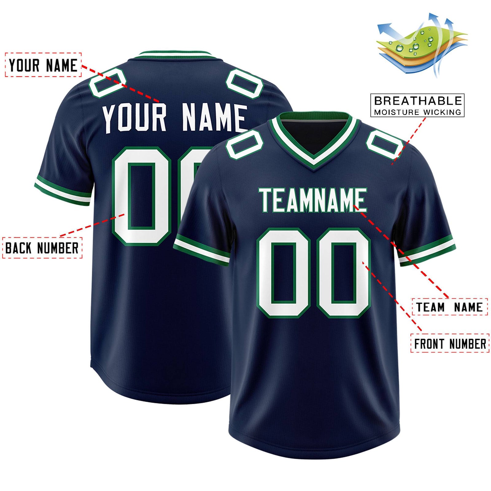 Custom Navy Classic Style American Football Jerseys