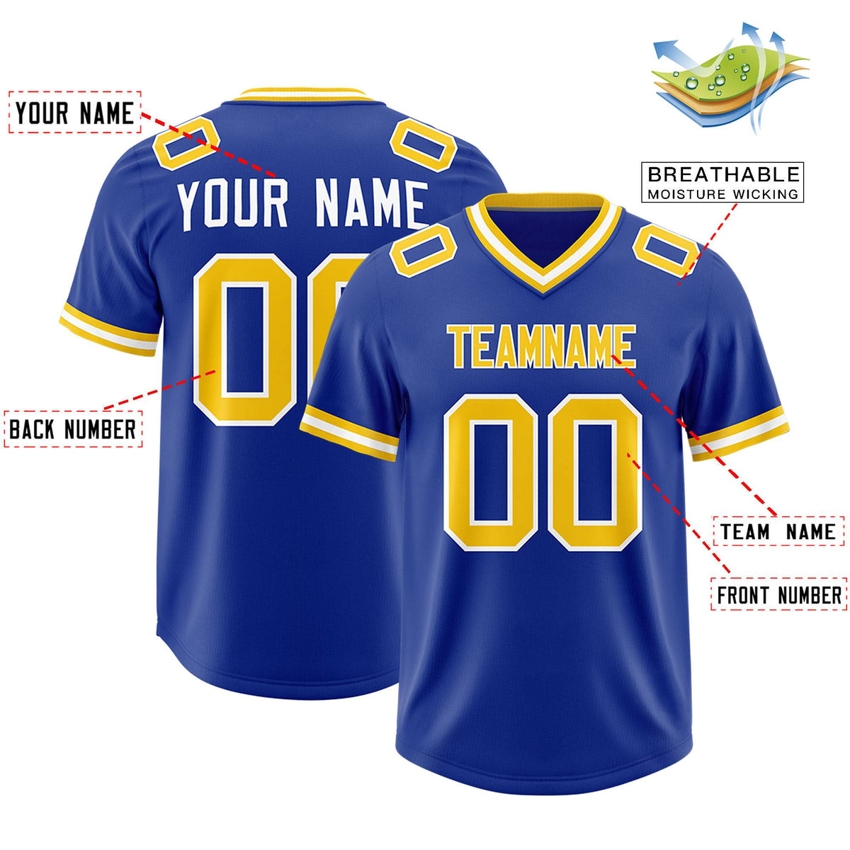 Custom Royal Classic Style American Football Jerseys