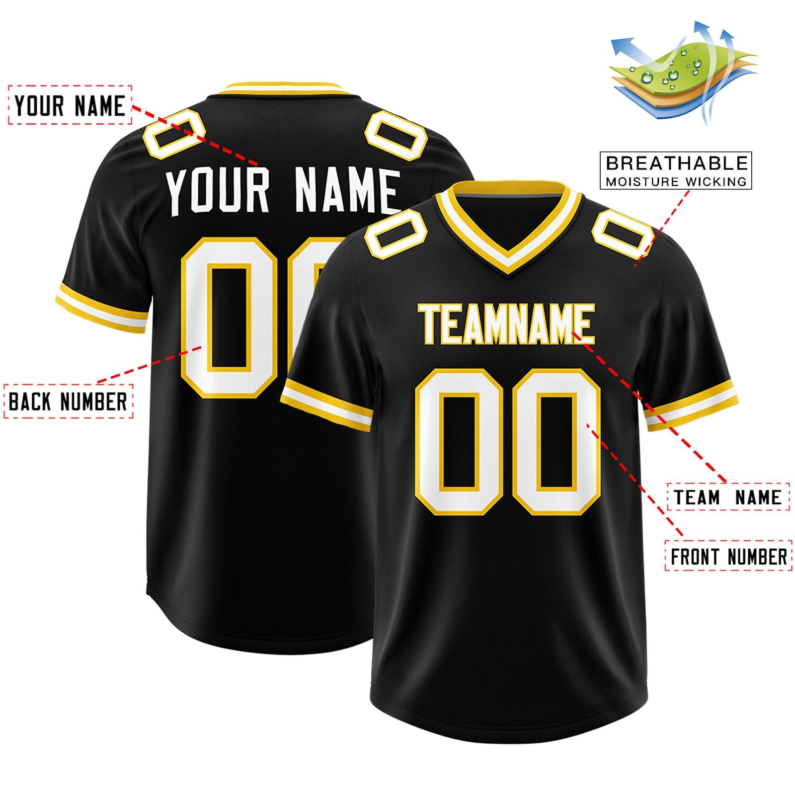 Custom Black Classic Style American Football Jerseys