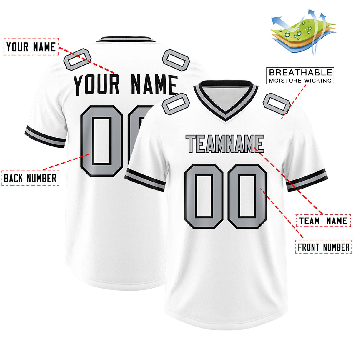 Custom White Classic Style American Football Jerseys