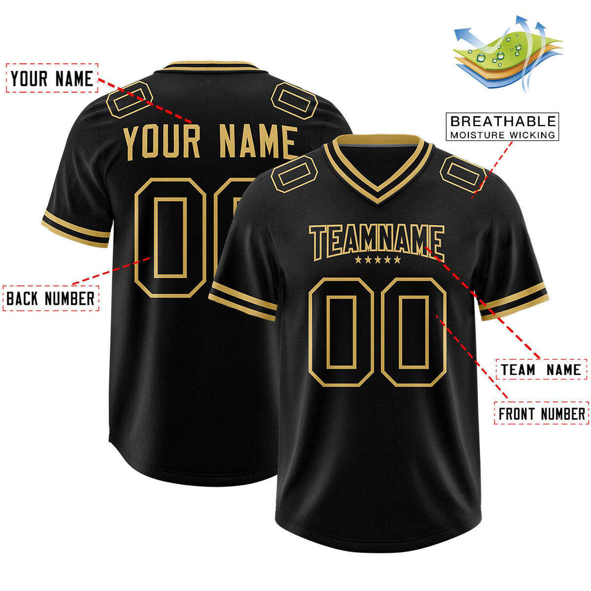 Custom Black Football Jersey