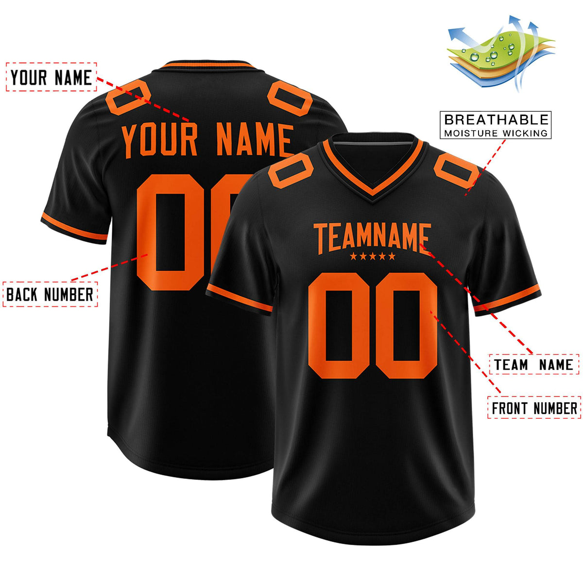 Custom Black Football Jersey