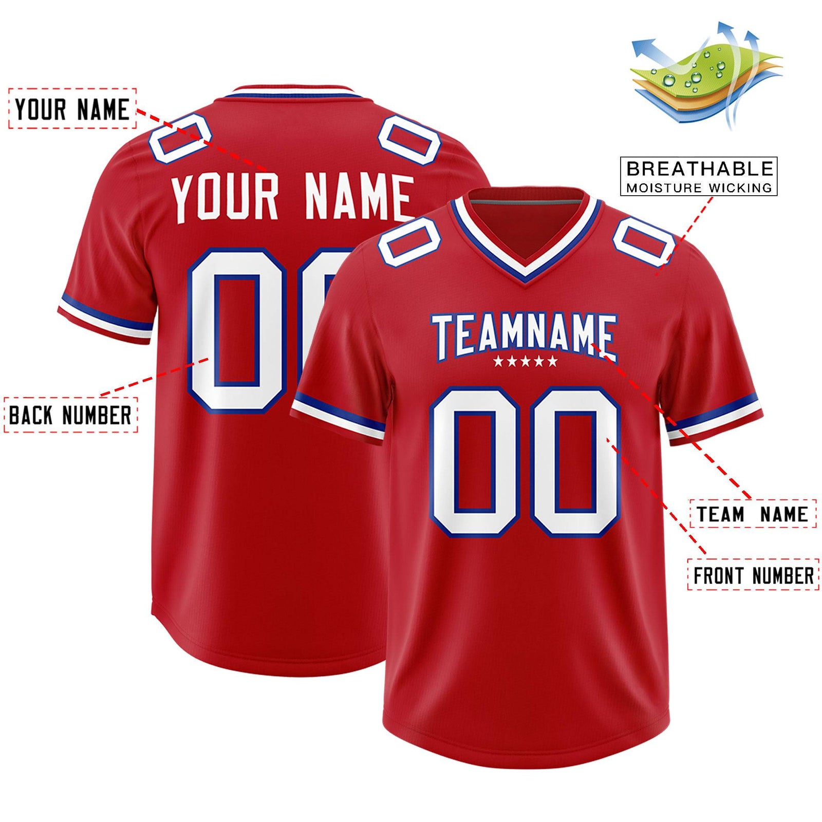 Custom Red Classic American Football Jerseys