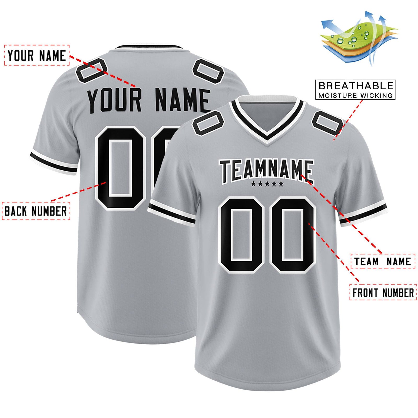 Custom Silver Classic American Football Jerseys