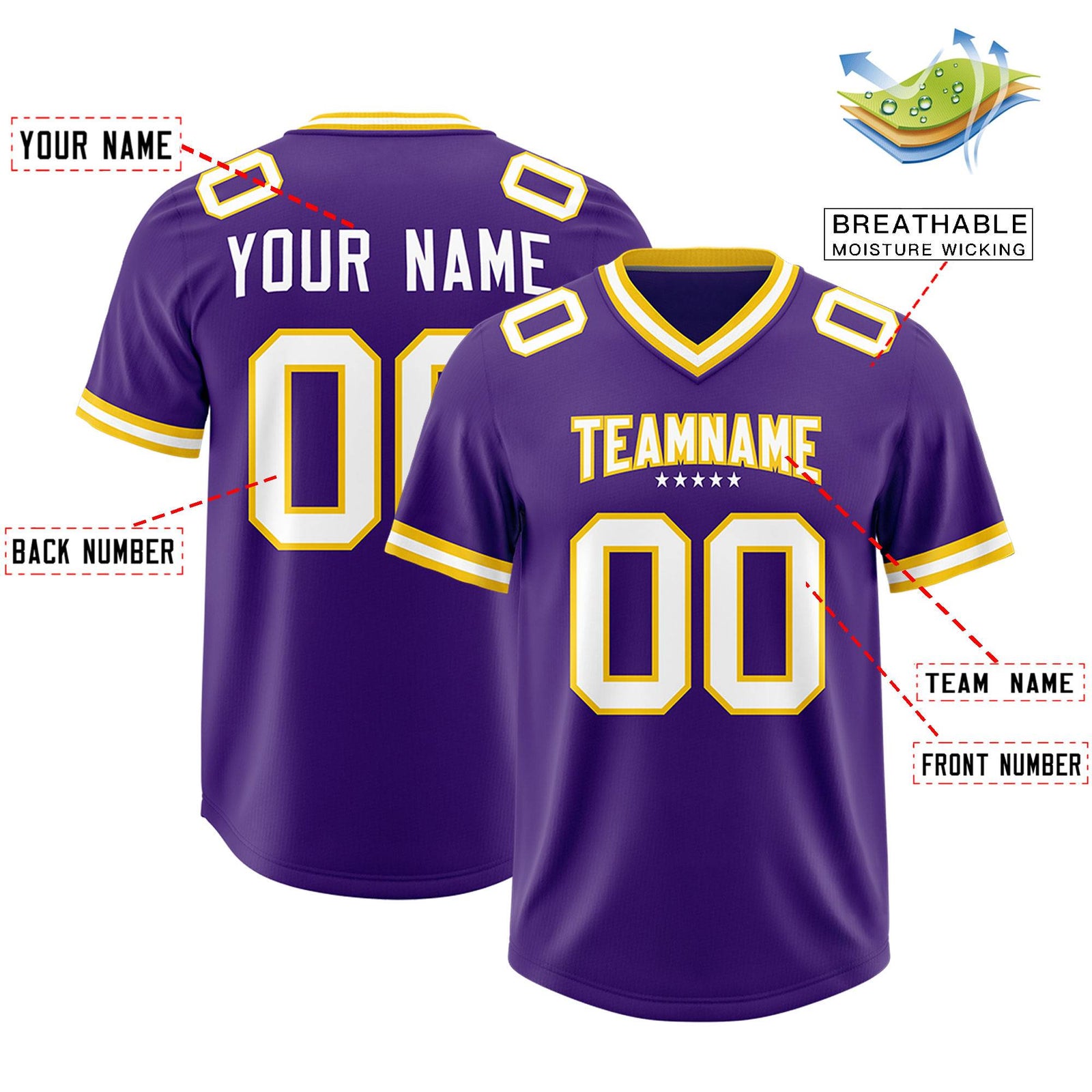 Custom Purple Classic American Football Jerseys