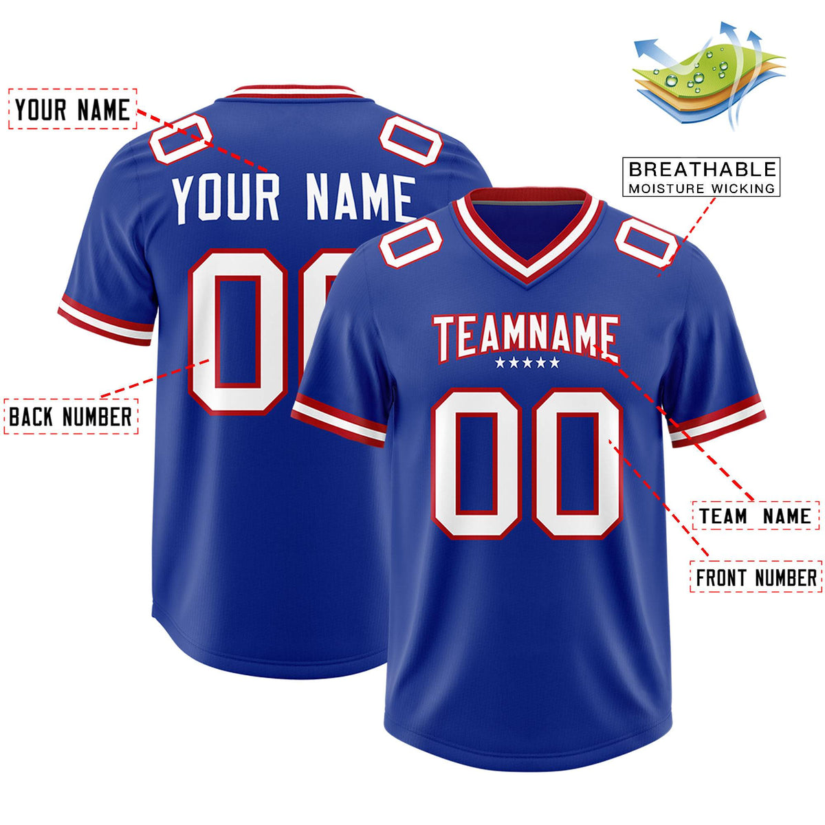 Custom Royal Football Jersey