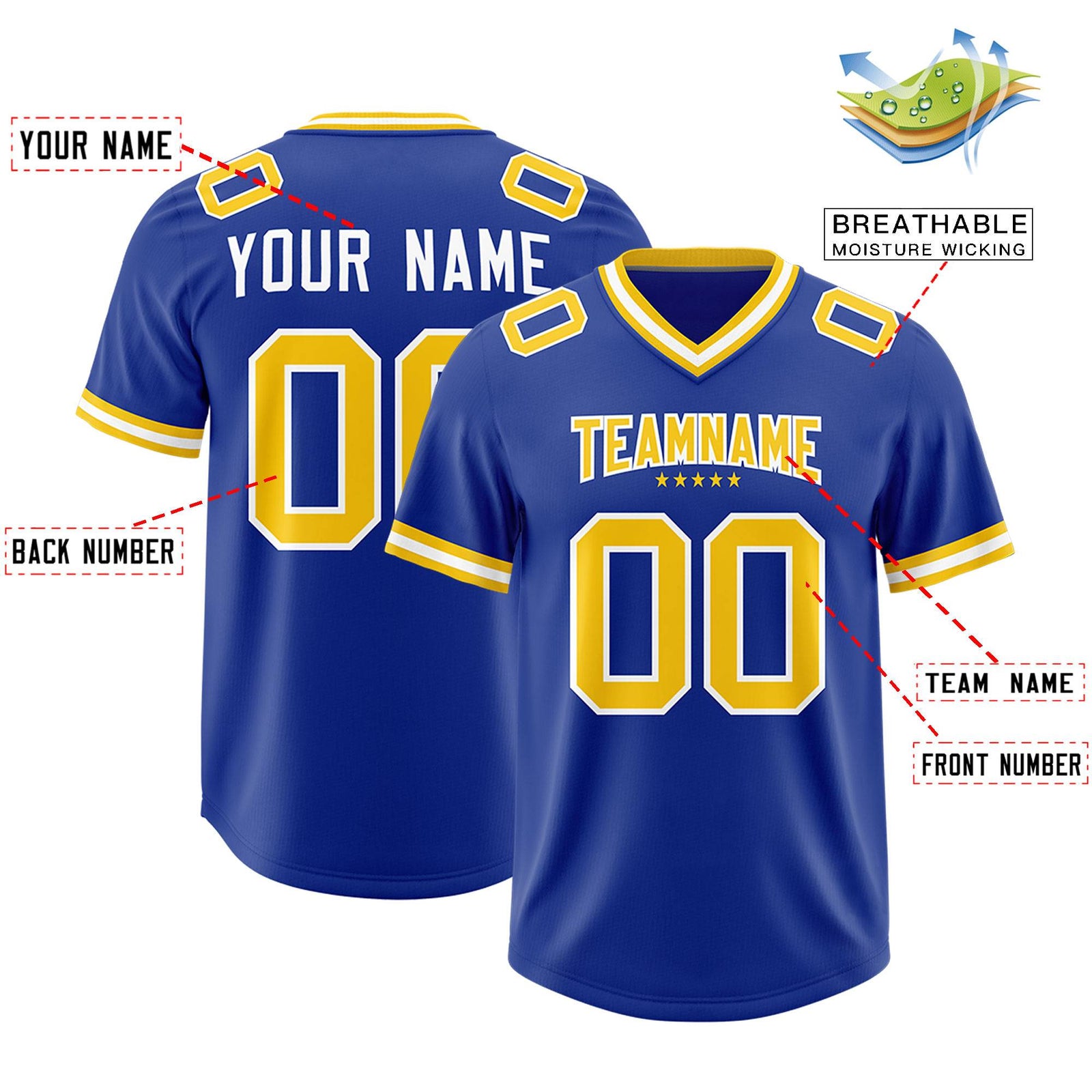Custom Royal Classic American Football Jerseys