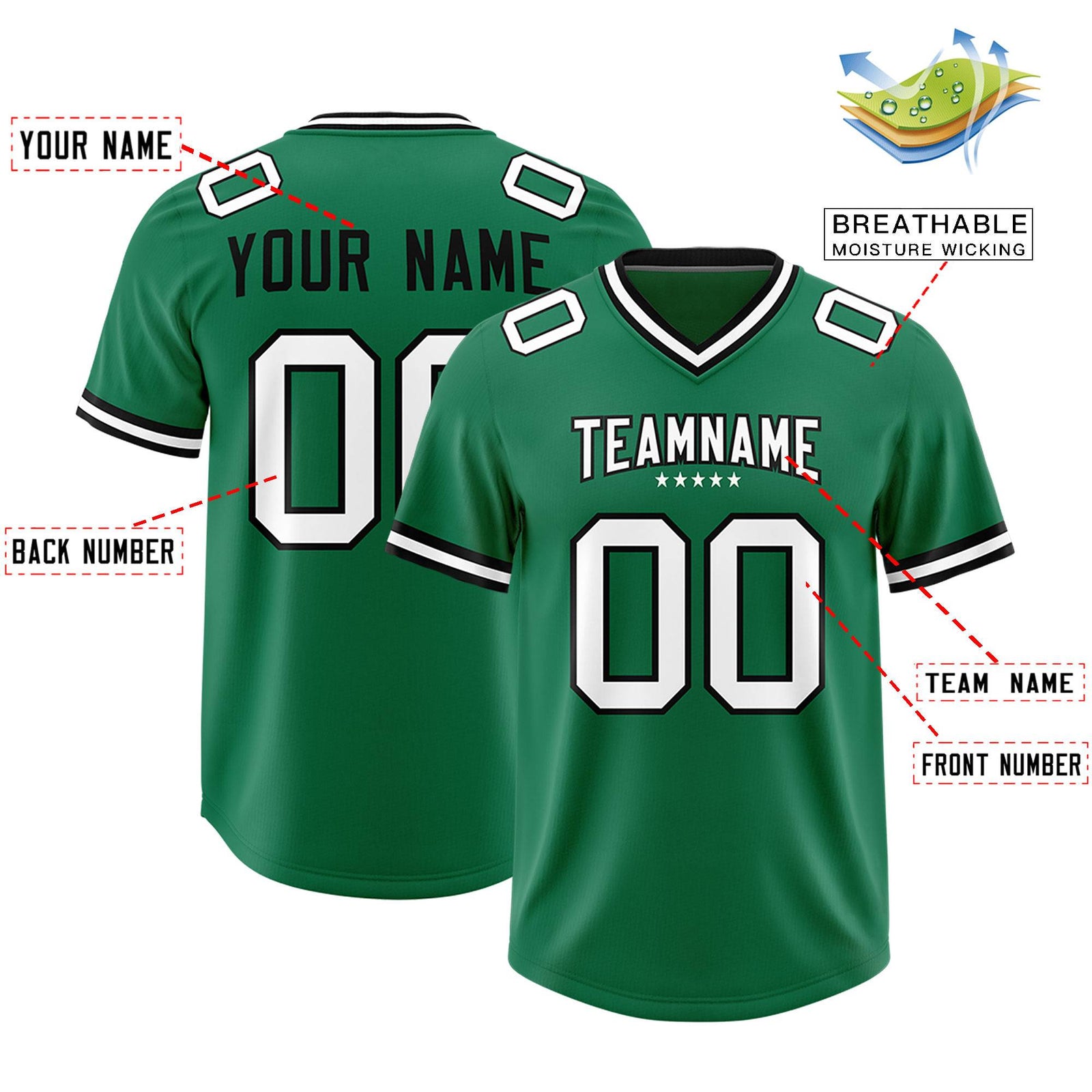 Custom Kelly Green Classic American Football Jerseys