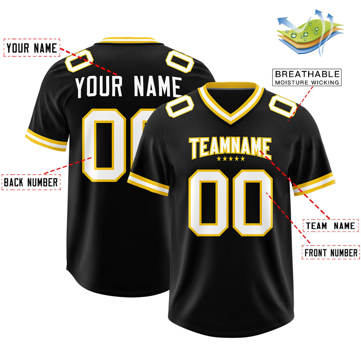 Custom Black Football Jersey