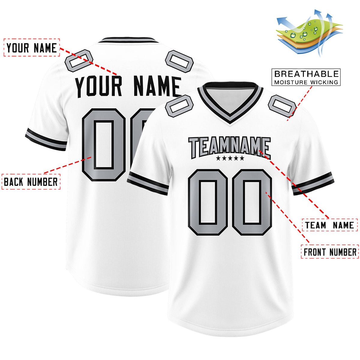 Custom White Football Jersey