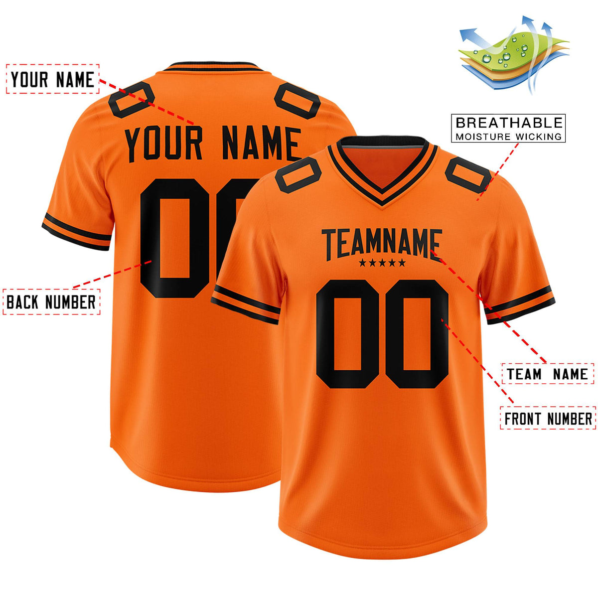 Custom Orange Football Jersey