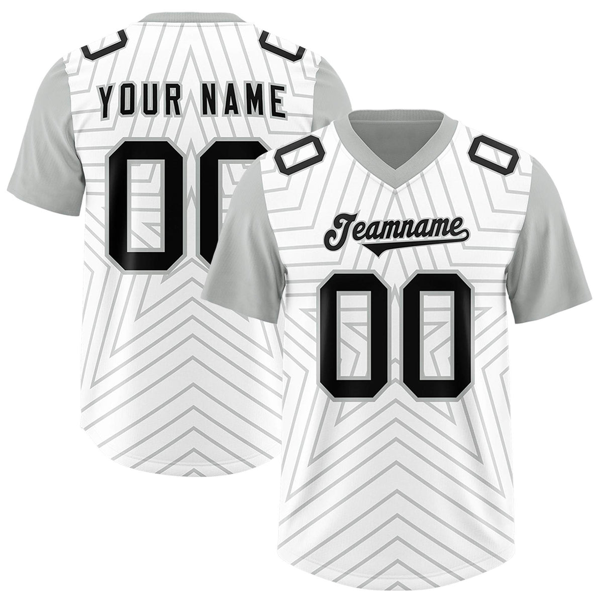 Custom White Gray Personalized Star Pattern Raglan Sleeves Authentic Football Jersey