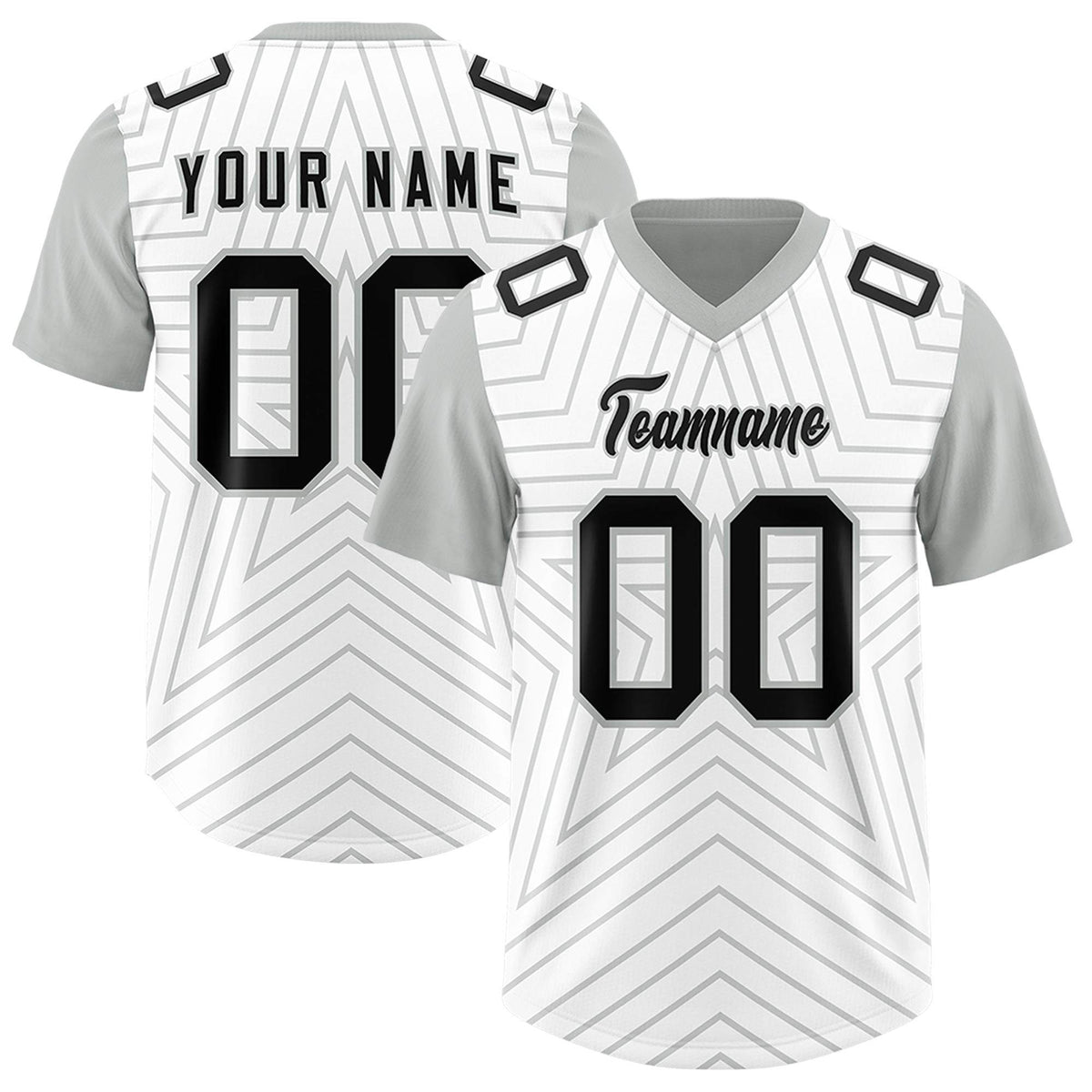 Custom White Gray Personalized Star Pattern Raglan Sleeves Authentic Football Jersey