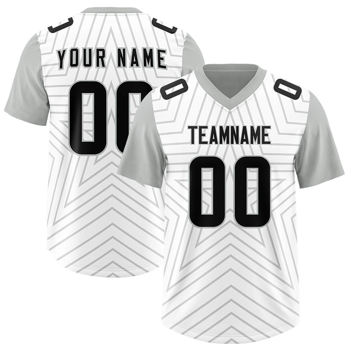 Custom White Gray Personalized Star Pattern Raglan Sleeves Authentic Football Jersey