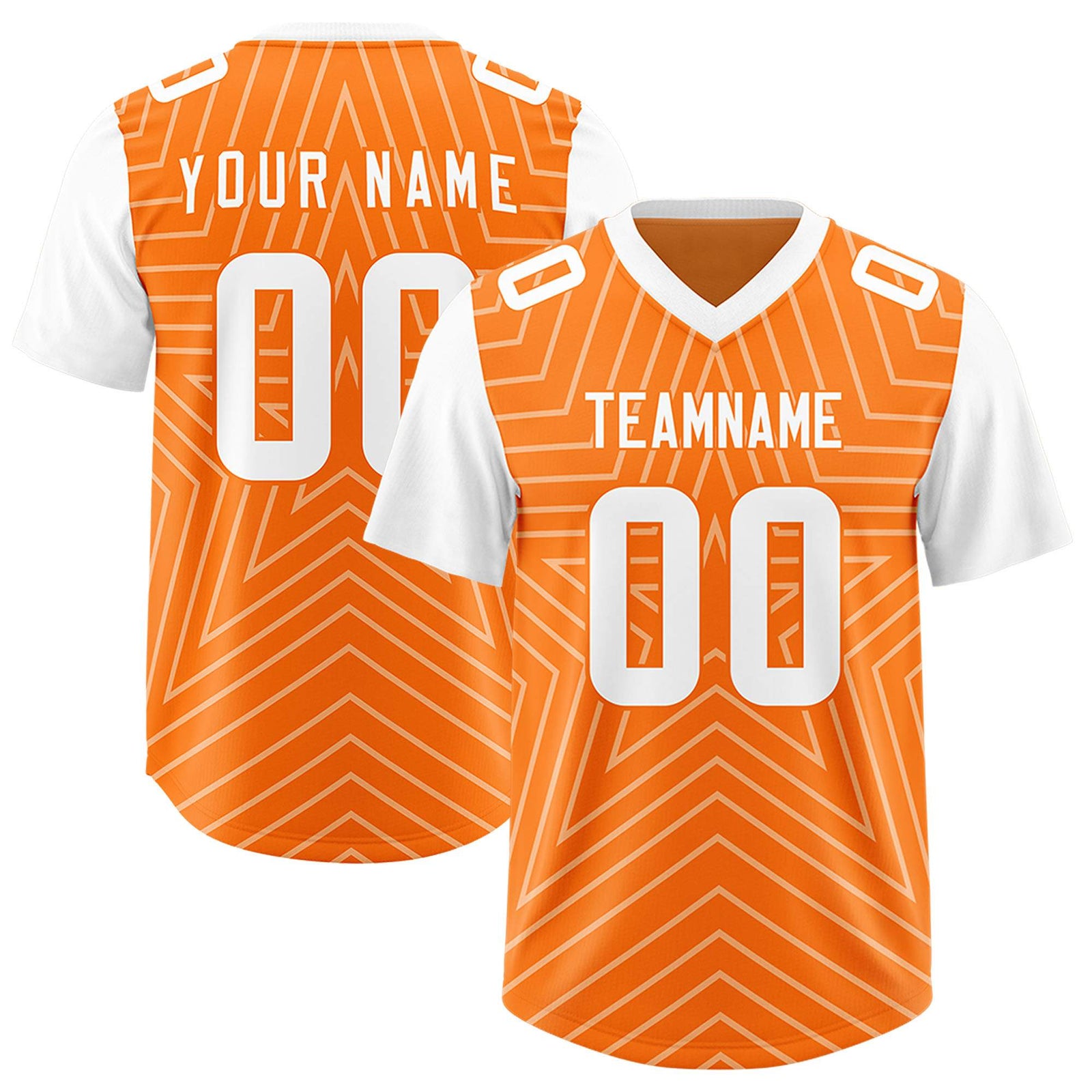 Custom Orange White Personalized Star Pattern Raglan Sleeves Authentic Football Jersey