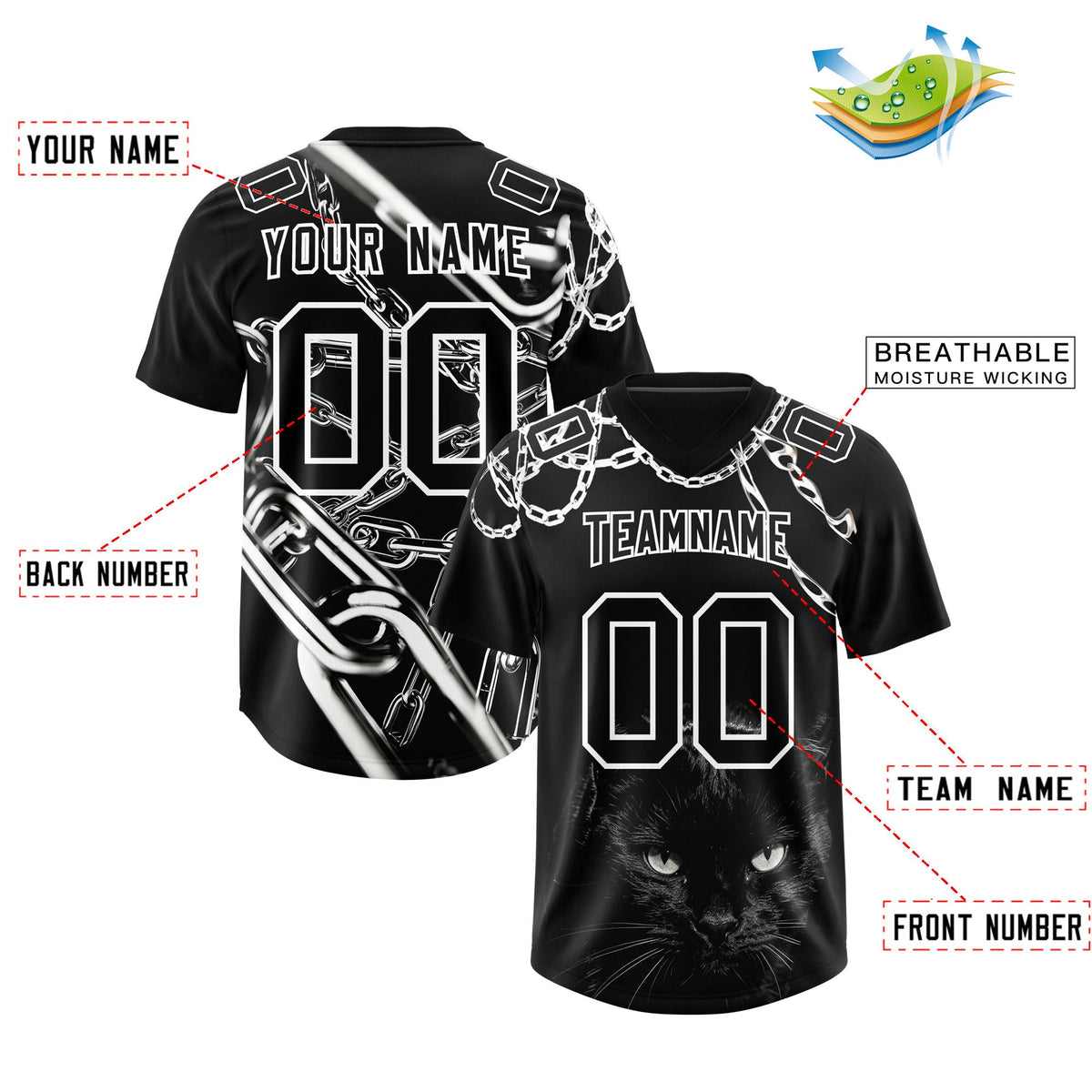 Custom Black White Graffiti Pattern Chains Football Jersey| KXKSHOP