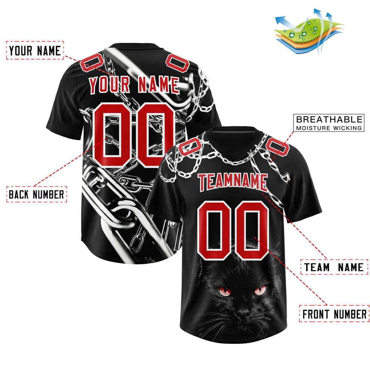 Custom Black Red Graffiti Pattern Chains Football Jersey| KXKSHOP