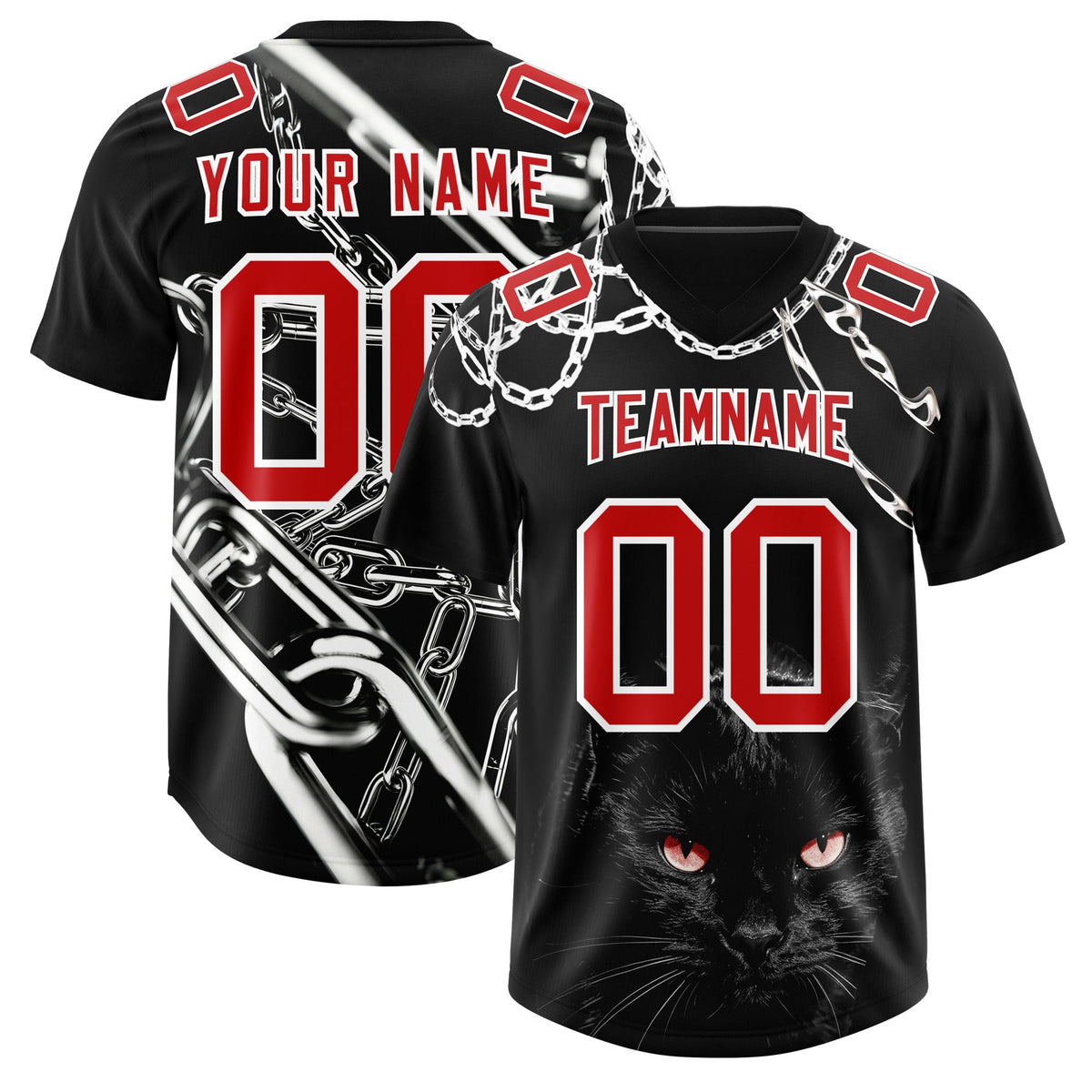Custom Black Red Graffiti Pattern Chains Football Jersey| KXKSHOP