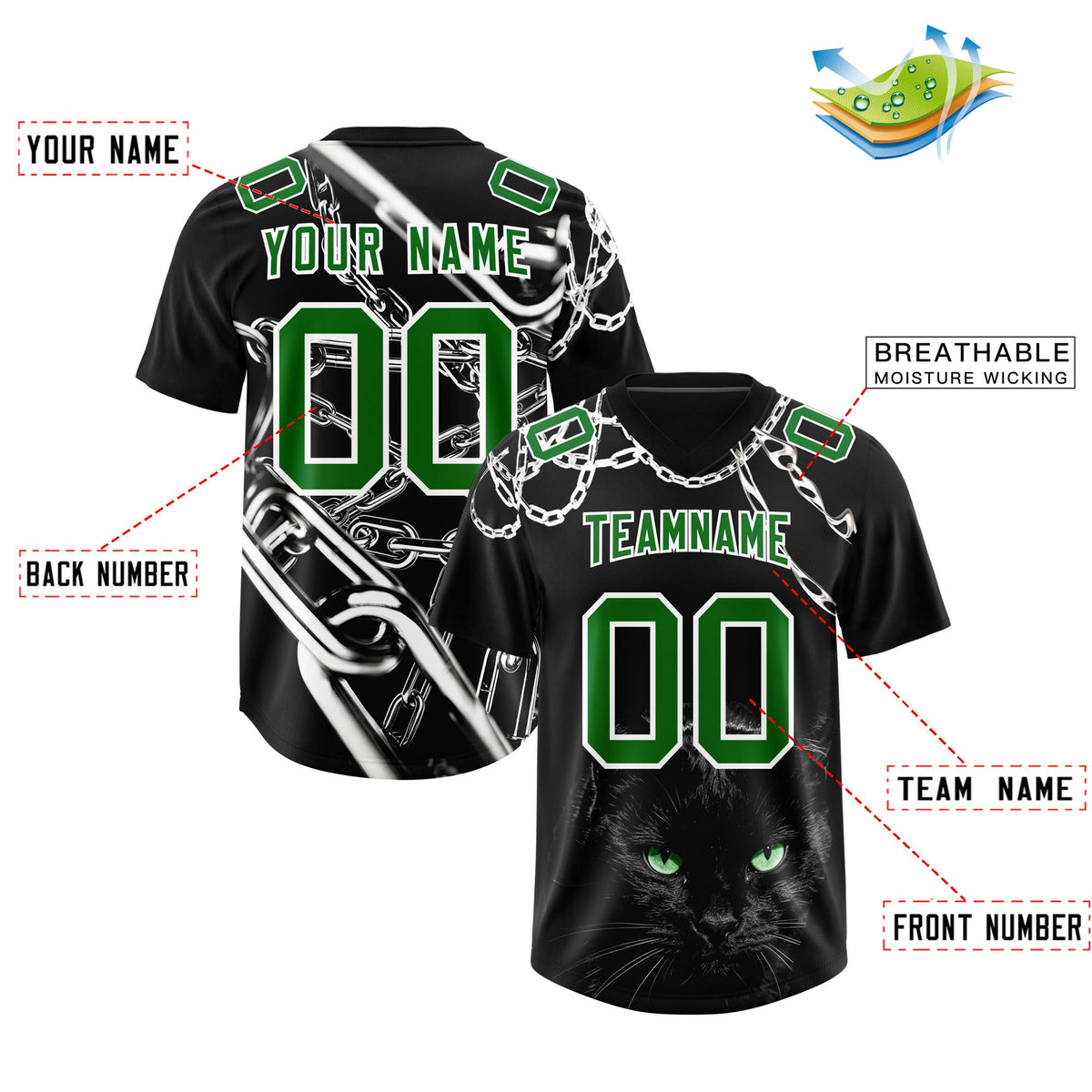 Custom Black Kelly Greeen Graffiti Pattern Chains Football Jersey| KXKSHOP