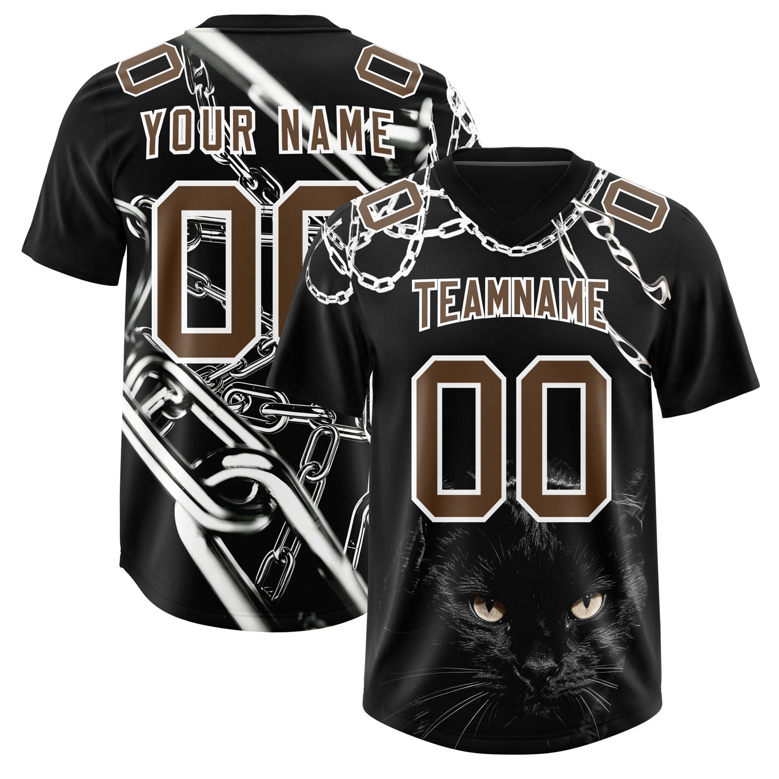 Custom Black Graffiti Pattern Chains Football Jersey| KXKSHOP