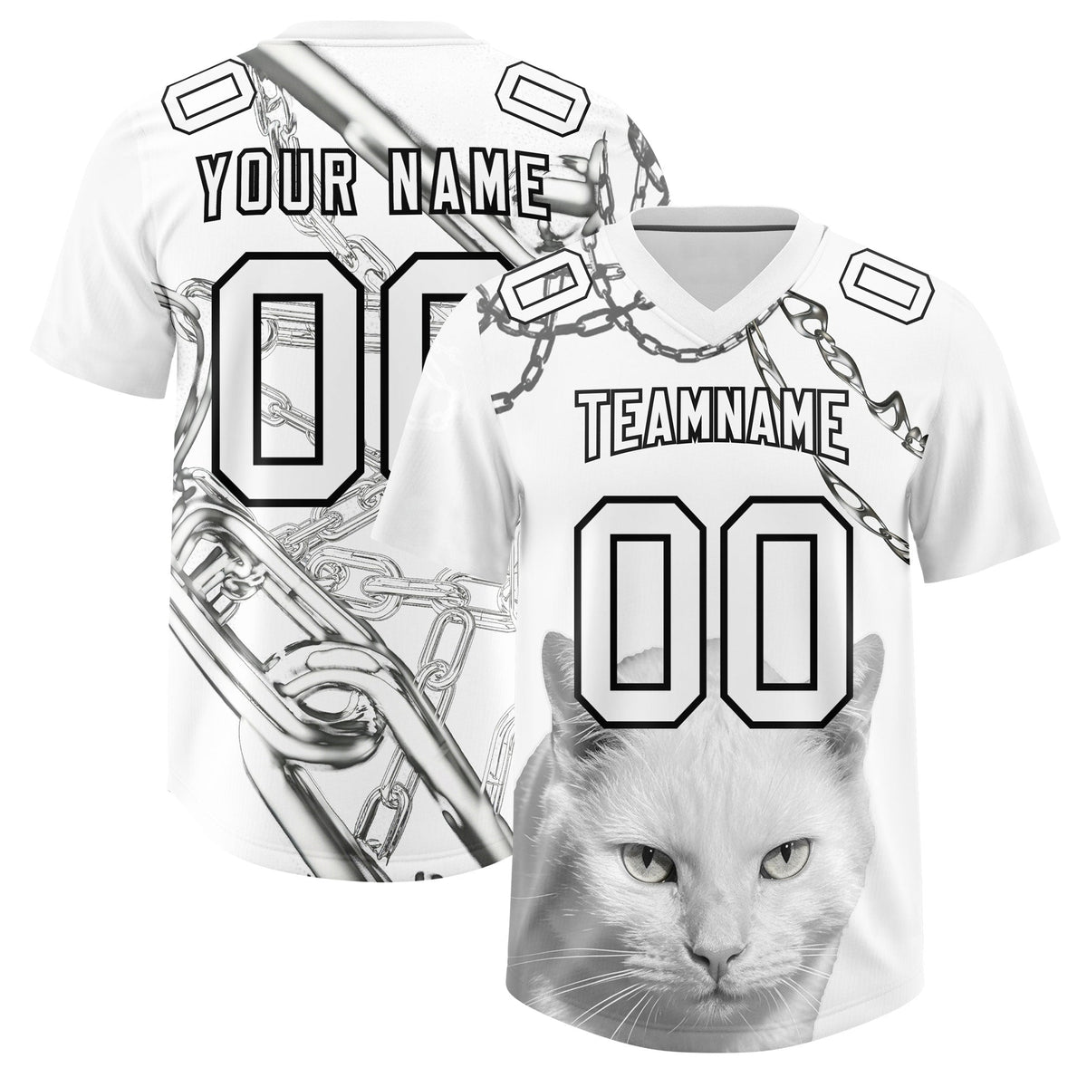 Custom White Graffiti Pattern Chains Football Jersey| KXKSHOP