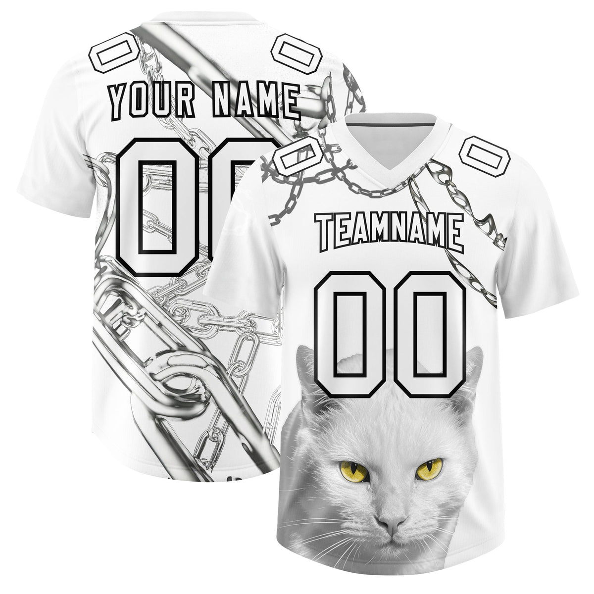 Custom White Graffiti Pattern Chains Football Jersey| KXKSHOP